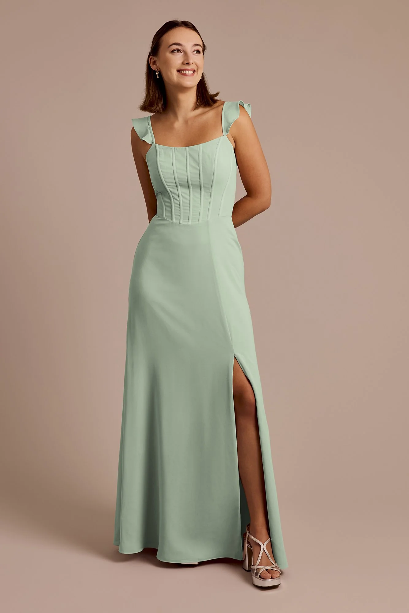 Chiffon Corset Dress with Flutter Sleeves - Image 10