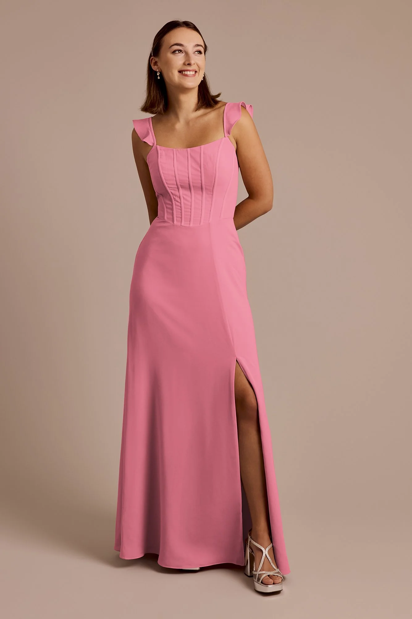 Chiffon Corset Dress with Flutter Sleeves - Image 11