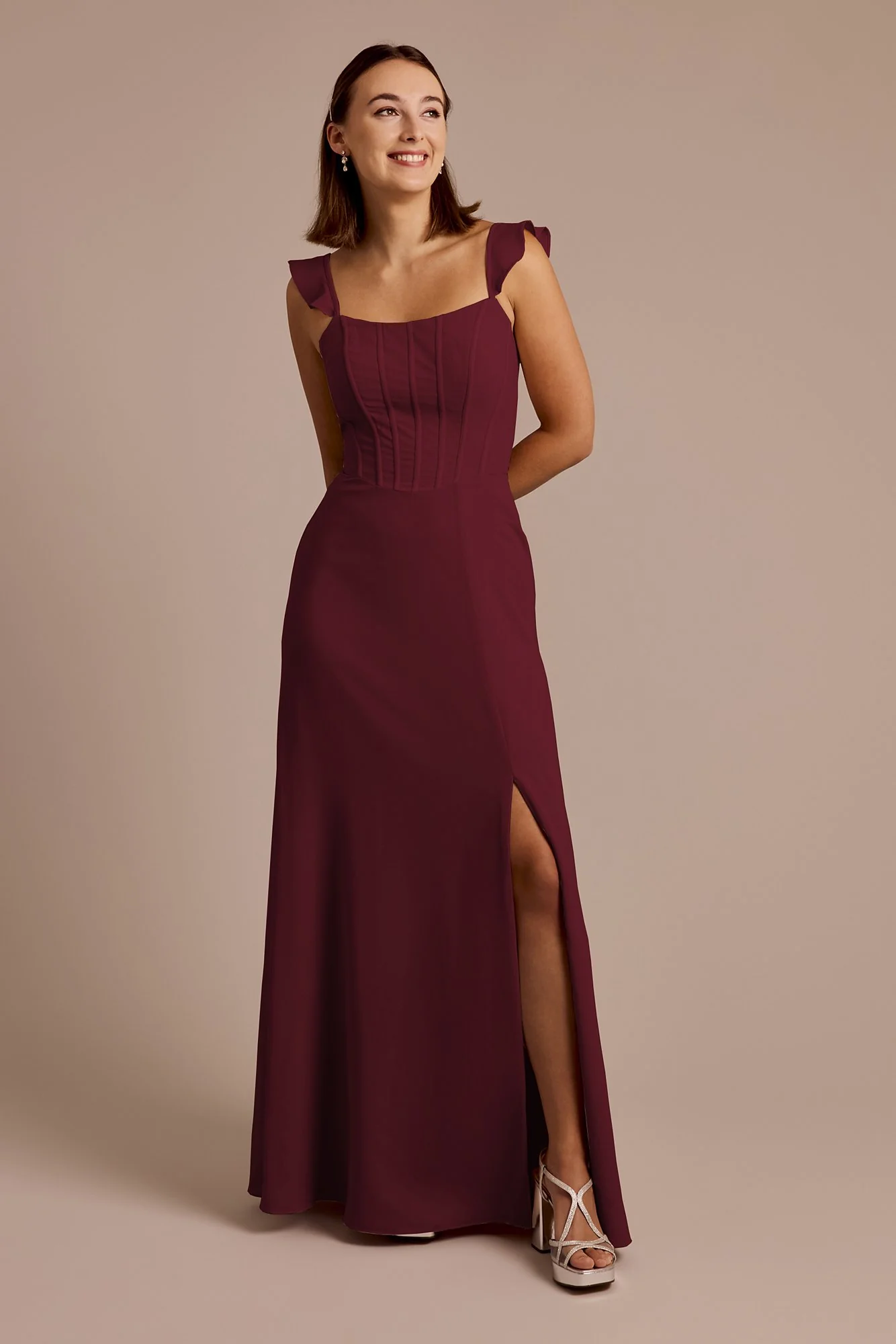 Chiffon Corset Dress with Flutter Sleeves - Image 21