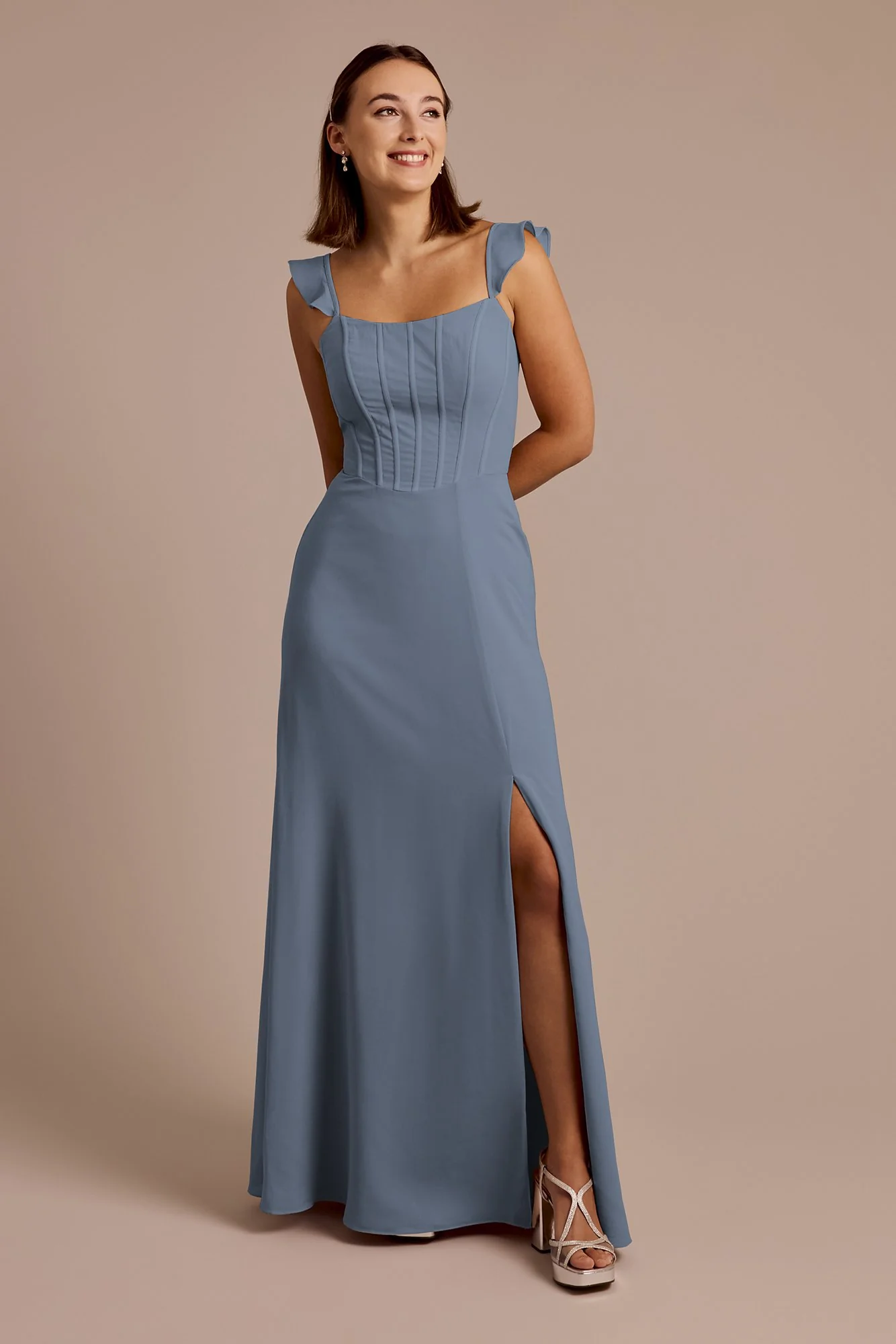 Chiffon Corset Dress with Flutter Sleeves - Image 24