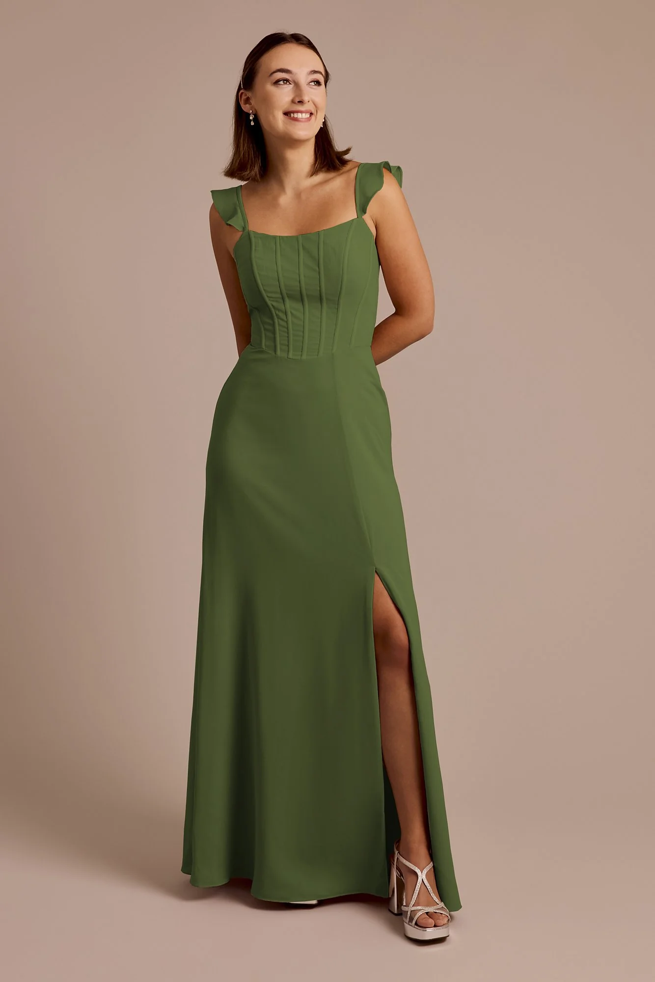 Chiffon Corset Dress with Flutter Sleeves - Image 28