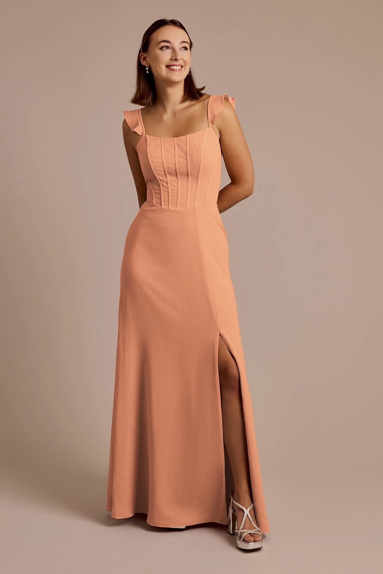 Chiffon Corset Dress with Flutter Sleeves - Image 36