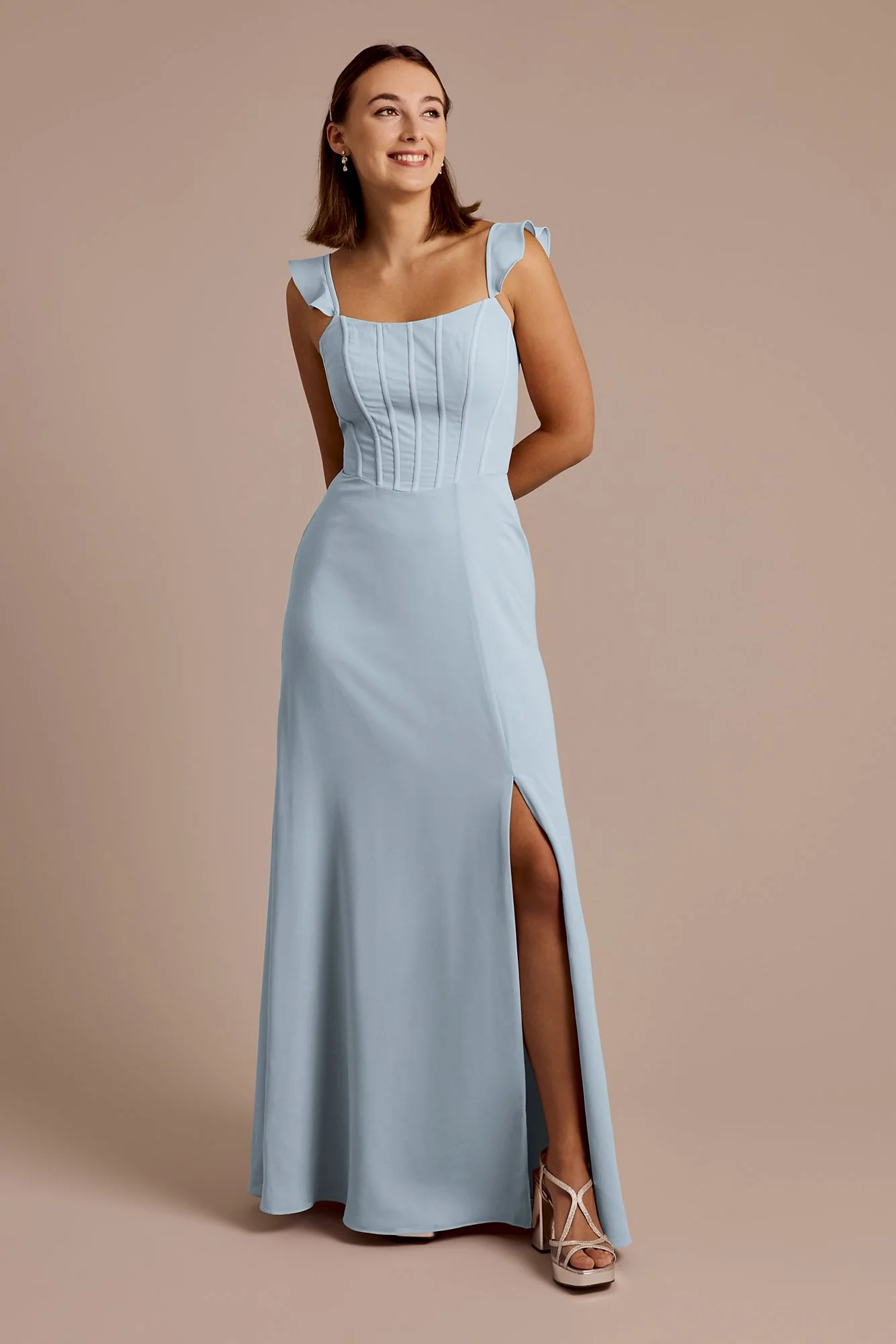 Chiffon Corset Dress with Flutter Sleeves - Image 4