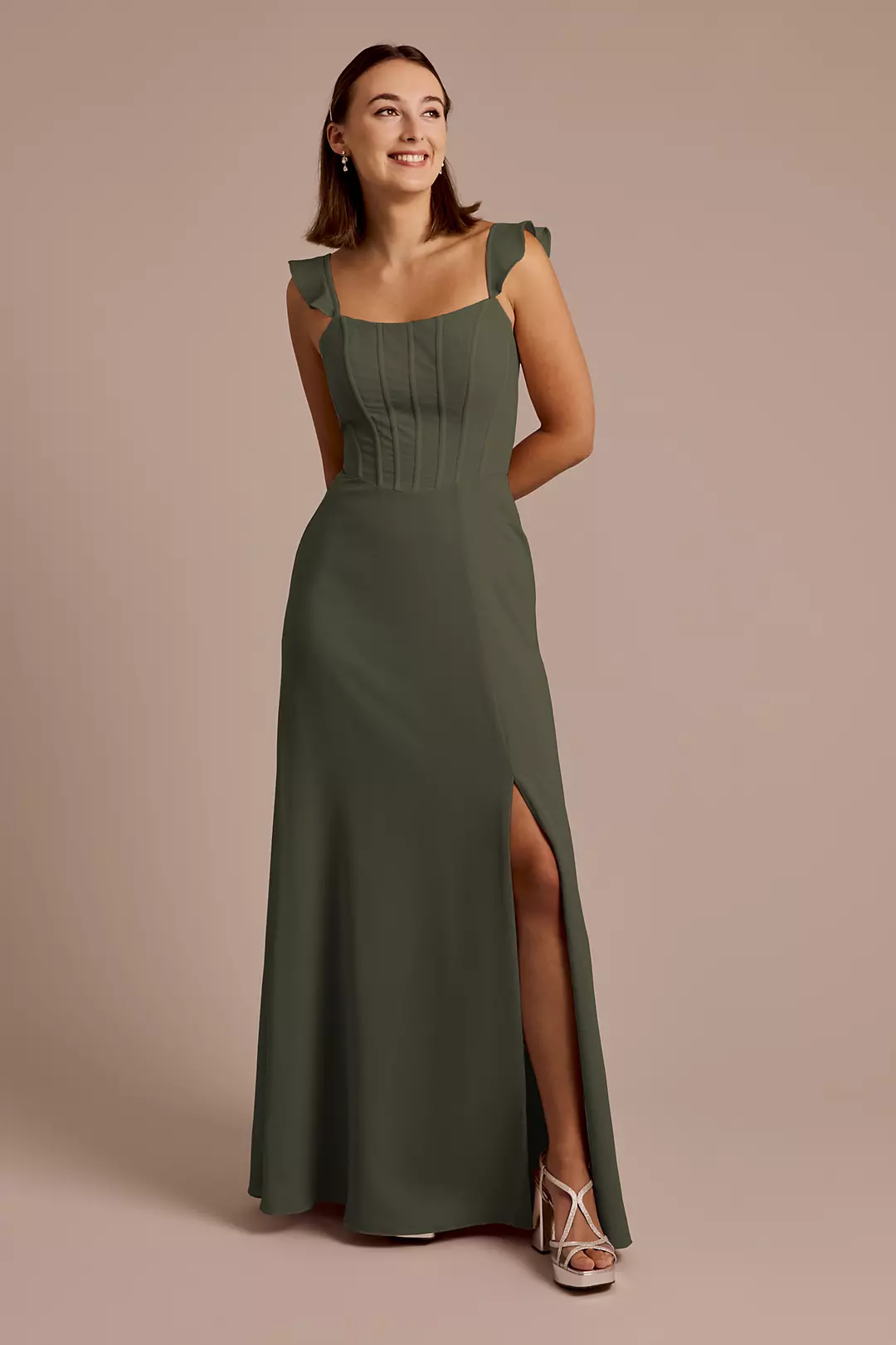 Chiffon Corset Dress with Flutter Sleeves - Image 47