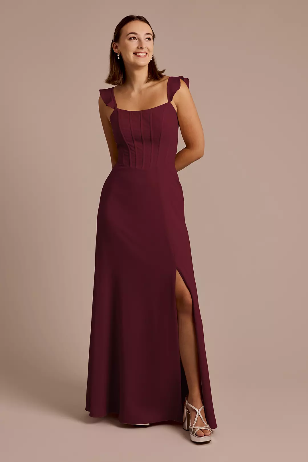 Chiffon Corset Dress with Flutter Sleeves - Image 49