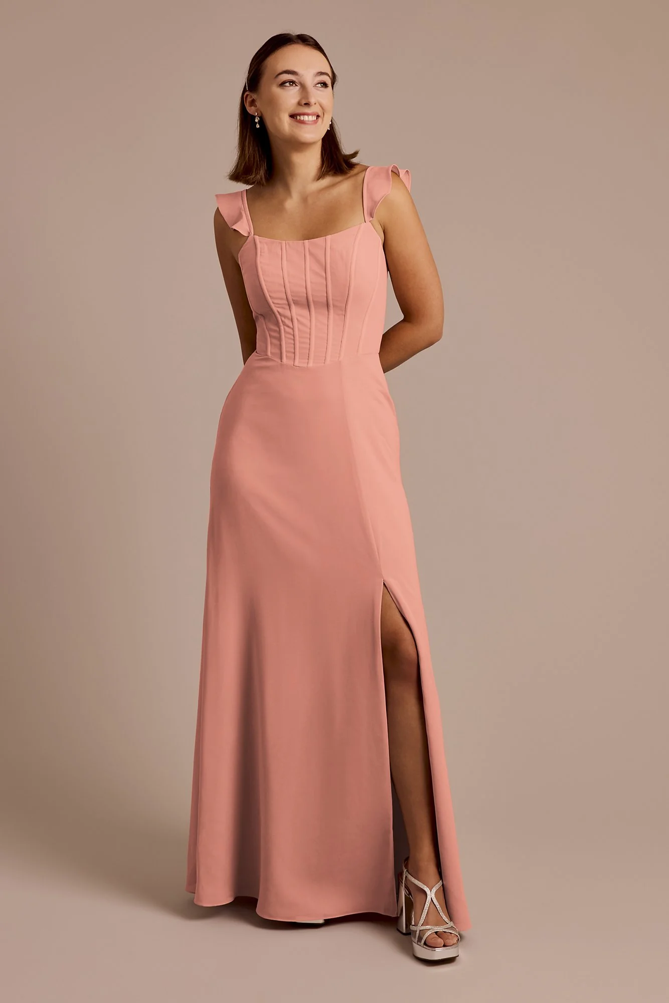 Chiffon Corset Dress with Flutter Sleeves - Image 6