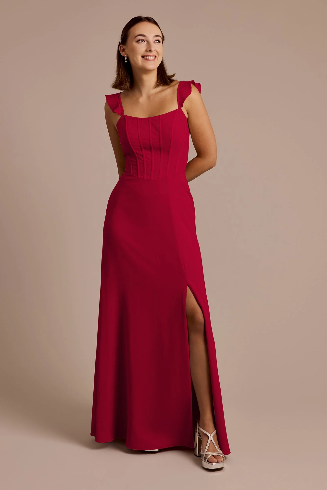 Chiffon Corset Dress with Flutter Sleeves - Image 9