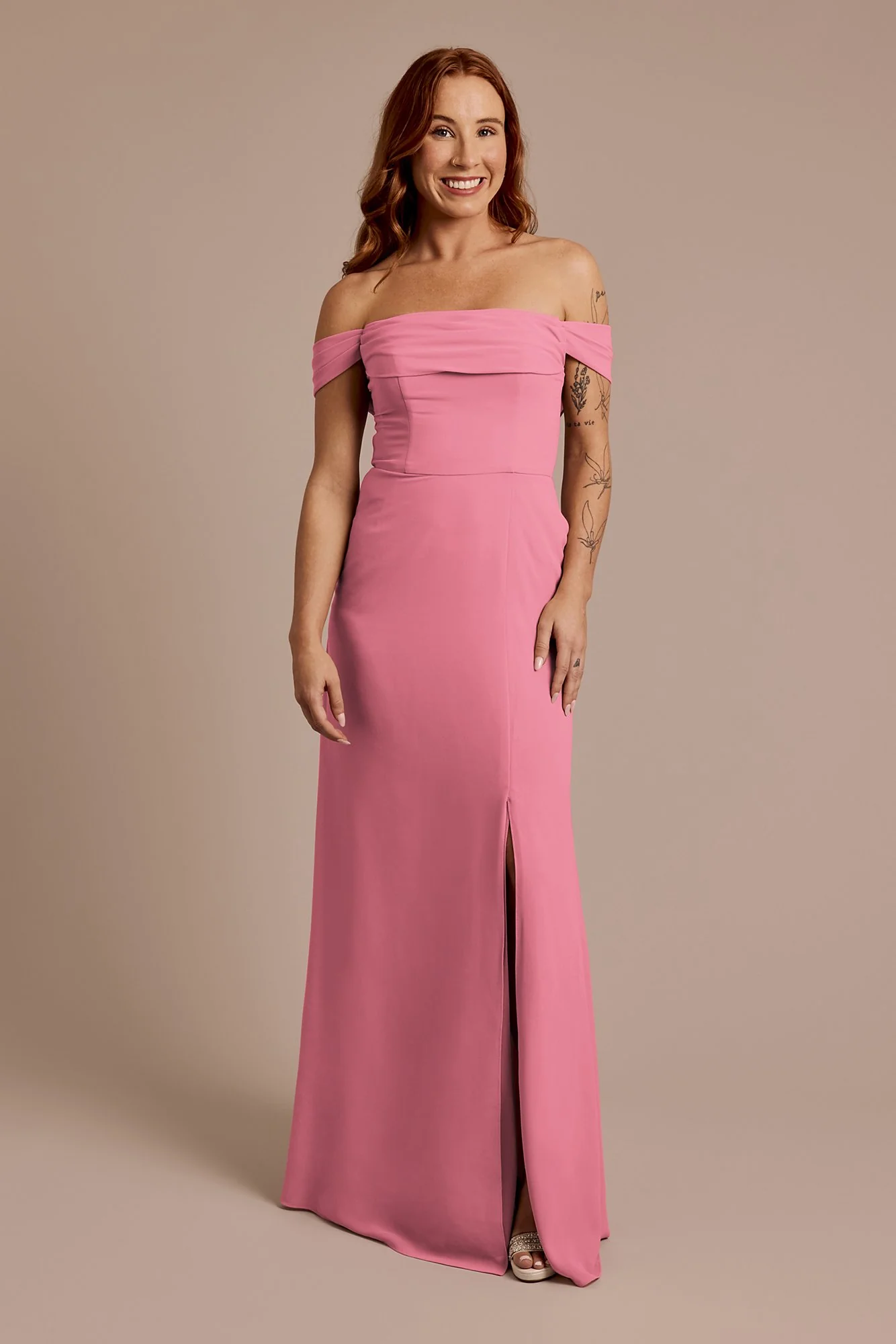 Chiffon Off-the-Shoulder Draped Dress - Image 16