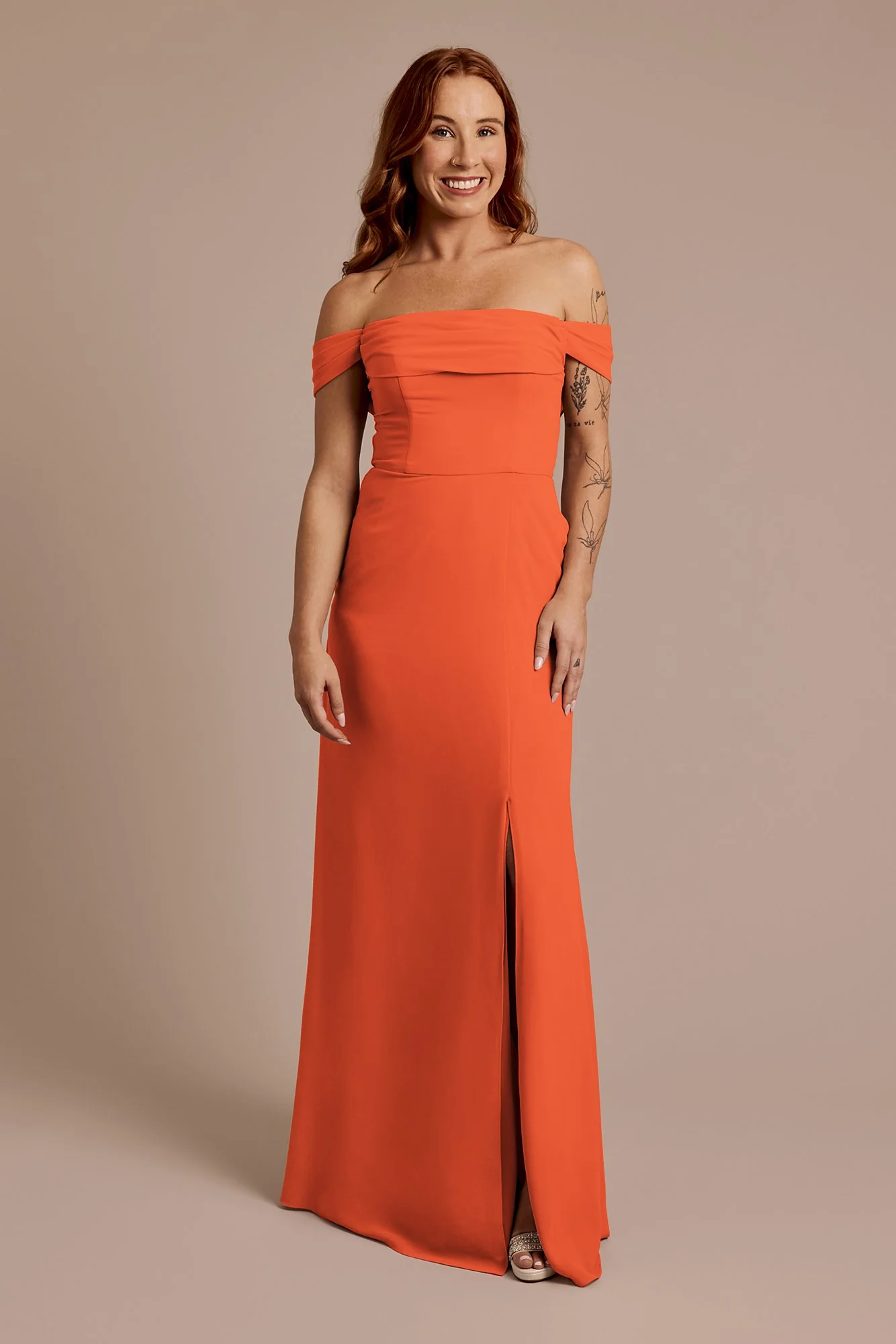 Chiffon Off-the-Shoulder Draped Dress - Image 17