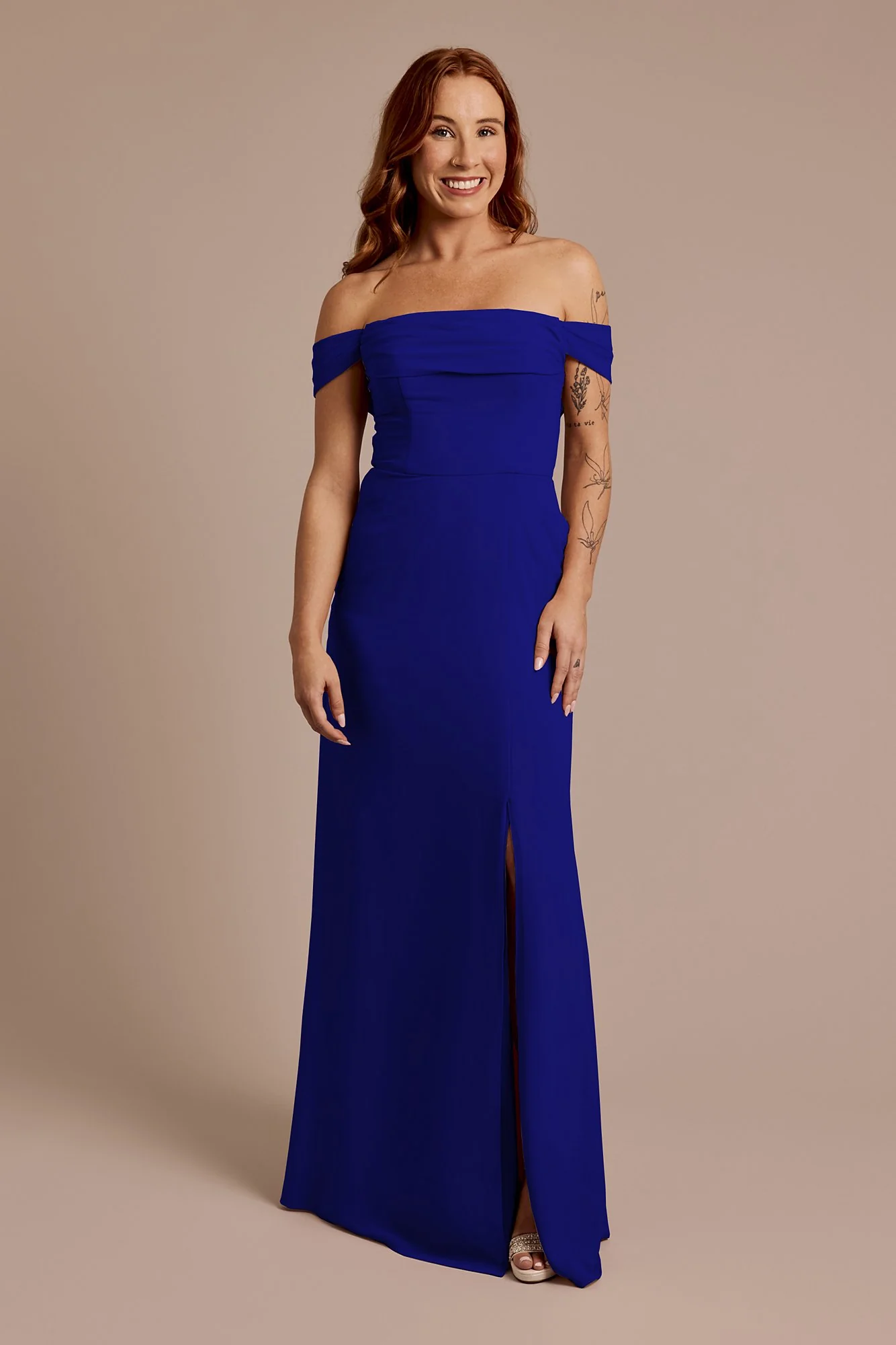 Chiffon Off-the-Shoulder Draped Dress - Image 19