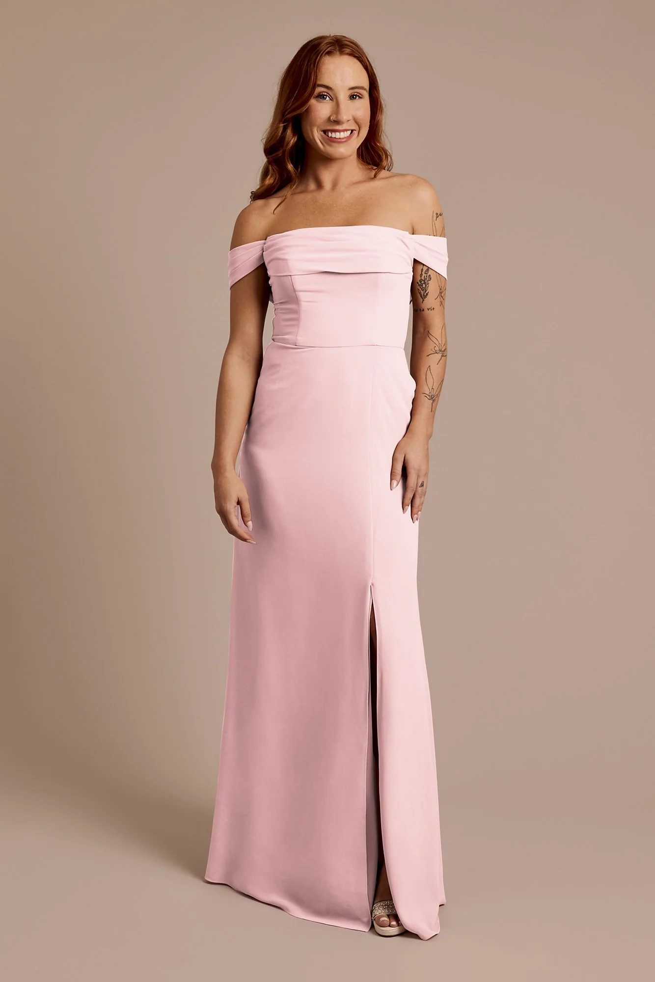 Chiffon Off-the-Shoulder Draped Dress - Image 21