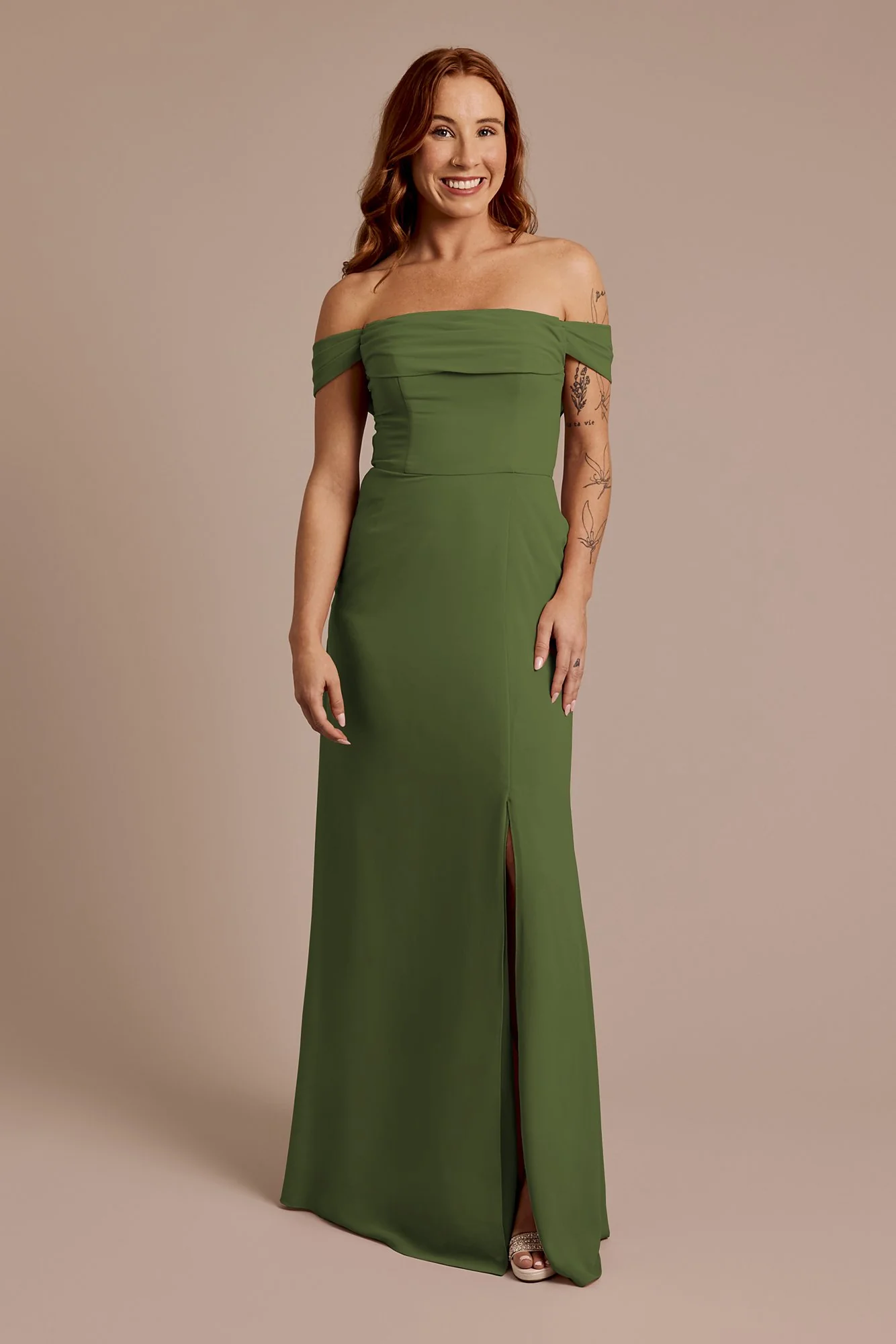 Chiffon Off-the-Shoulder Draped Dress - Image 3