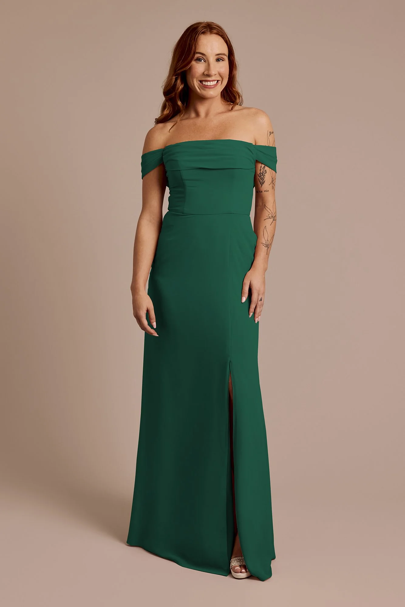 Chiffon Off-the-Shoulder Draped Dress - Image 43