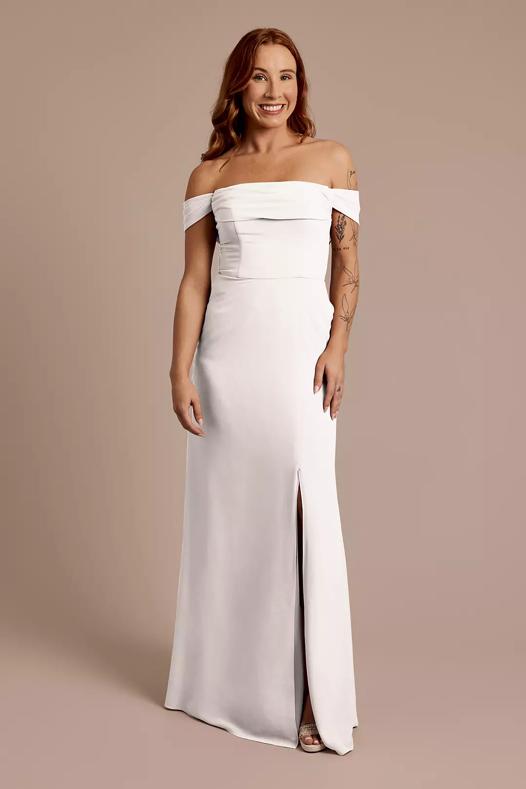 Chiffon Off-the-Shoulder Draped Dress - Image 48