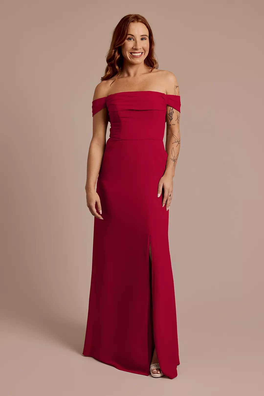 Chiffon Off-the-Shoulder Draped Dress - Image 50