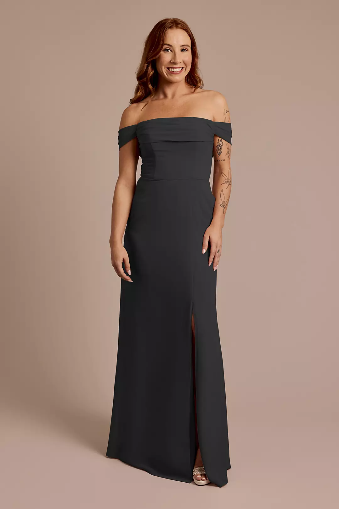 Chiffon Off-the-Shoulder Draped Dress - Image 64