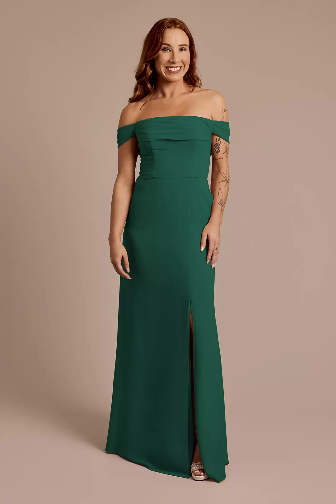 Chiffon Off-the-Shoulder Draped Dress - Image 67