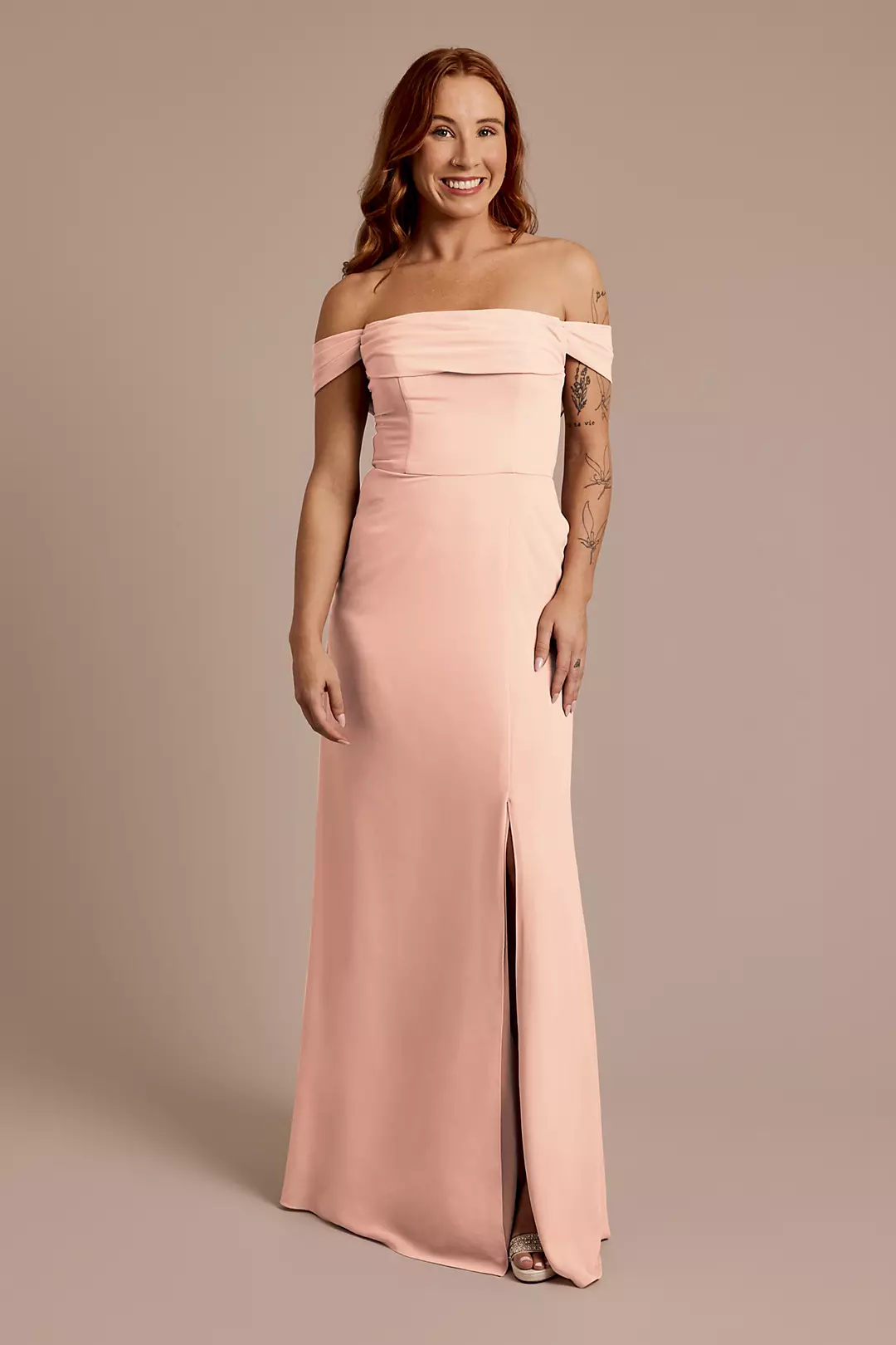 Chiffon Off-the-Shoulder Draped Dress - Image 76