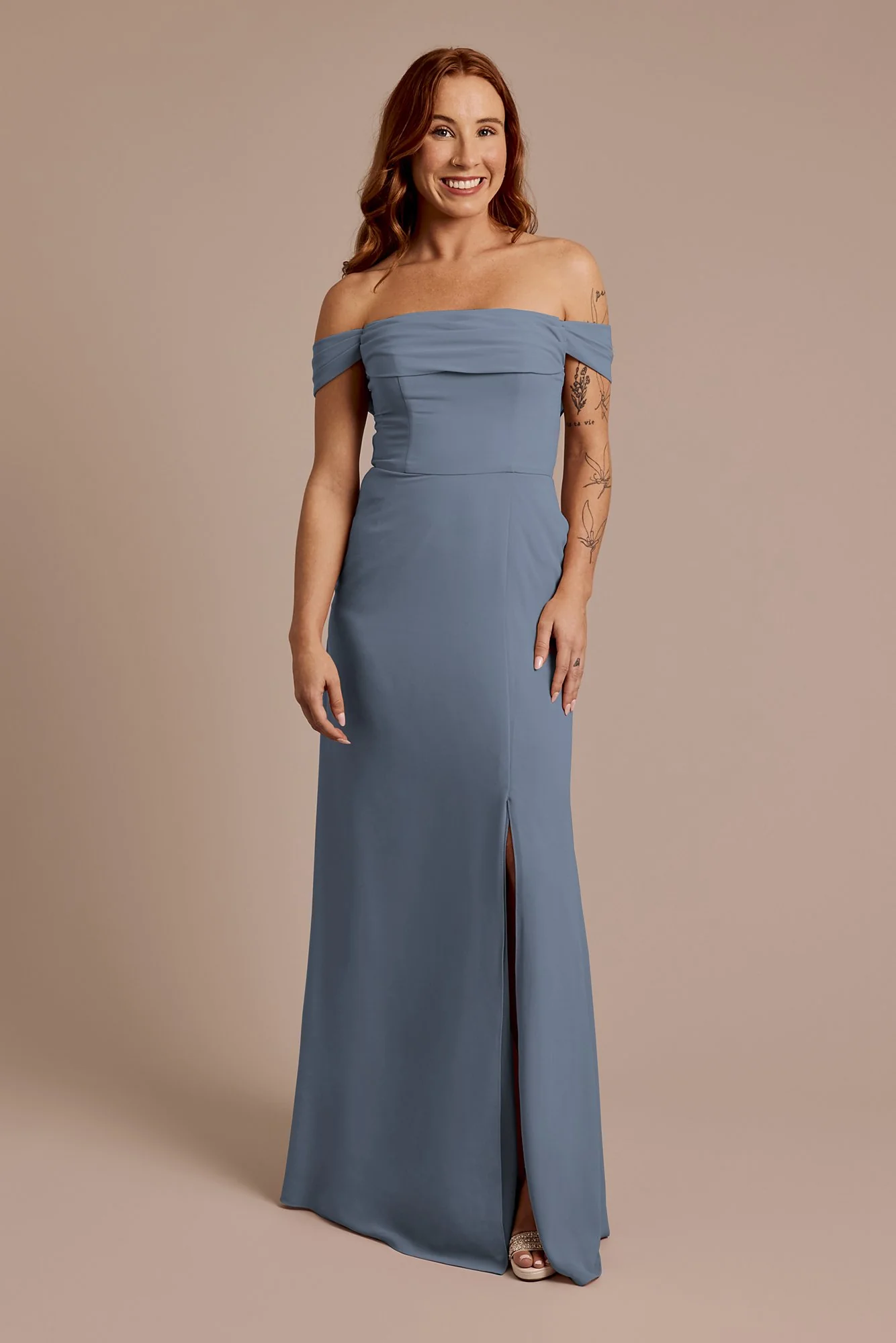 Chiffon Off-the-Shoulder Draped Dress - Image 8