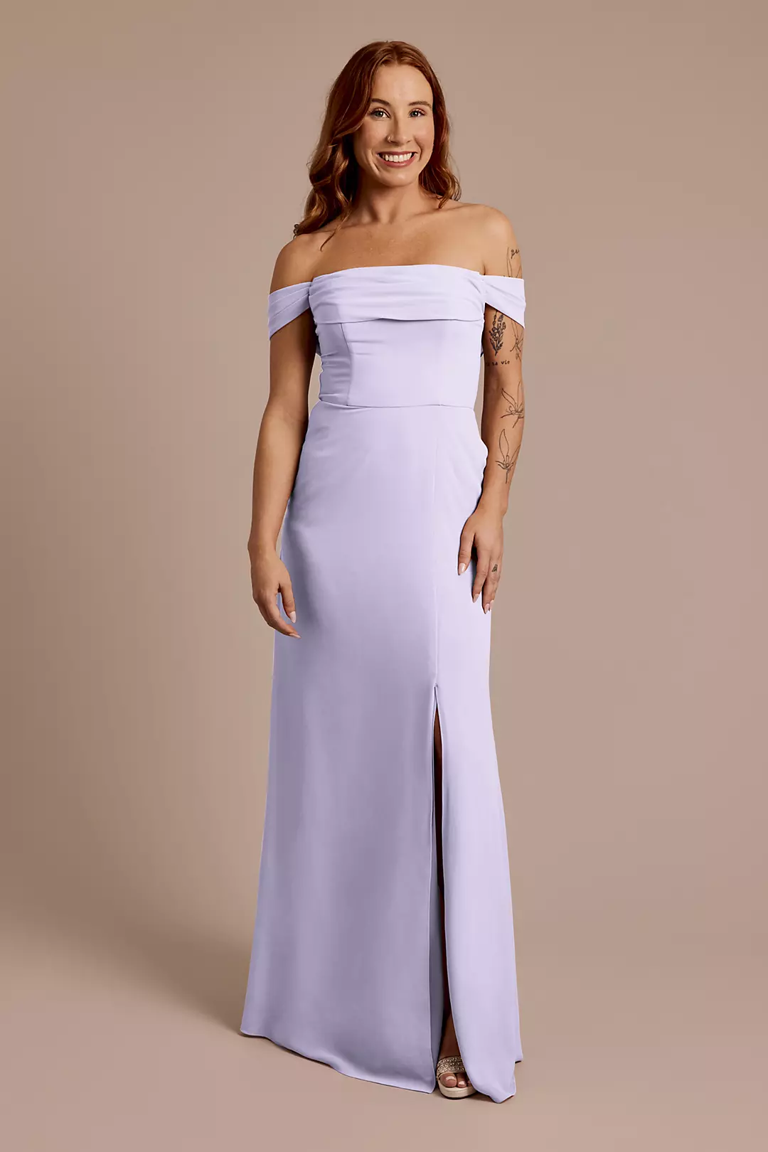 Chiffon Off-the-Shoulder Draped Dress - Image 88