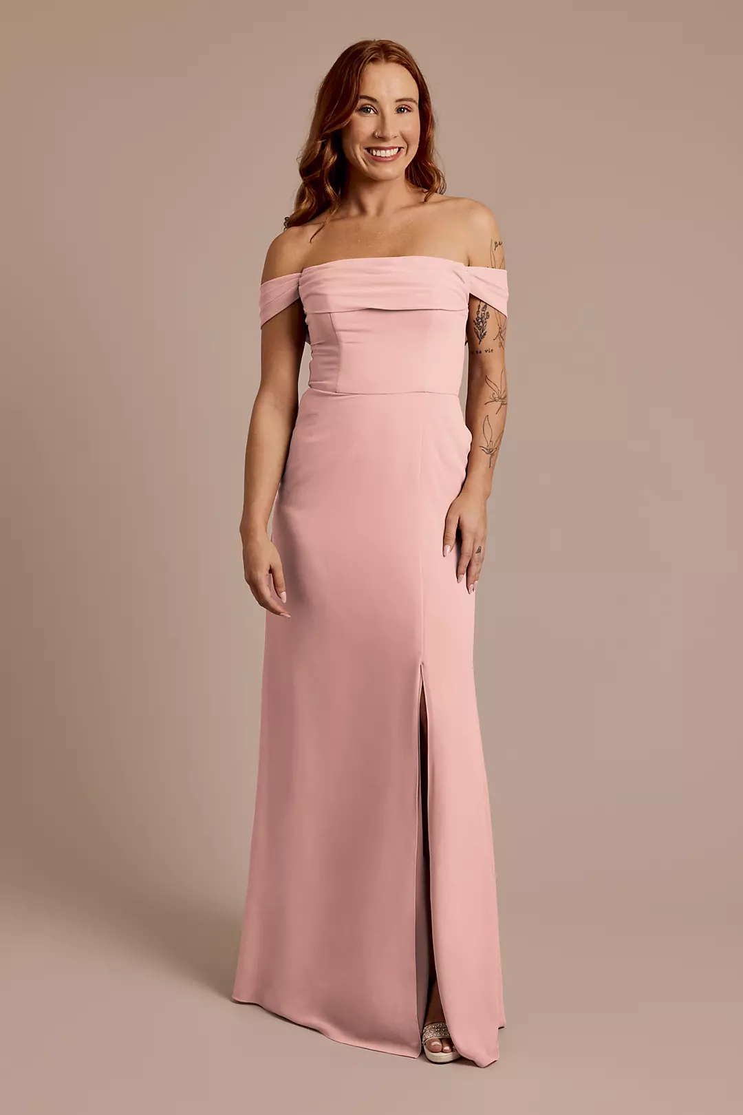 Chiffon Off-the-Shoulder Draped Dress - Image 91