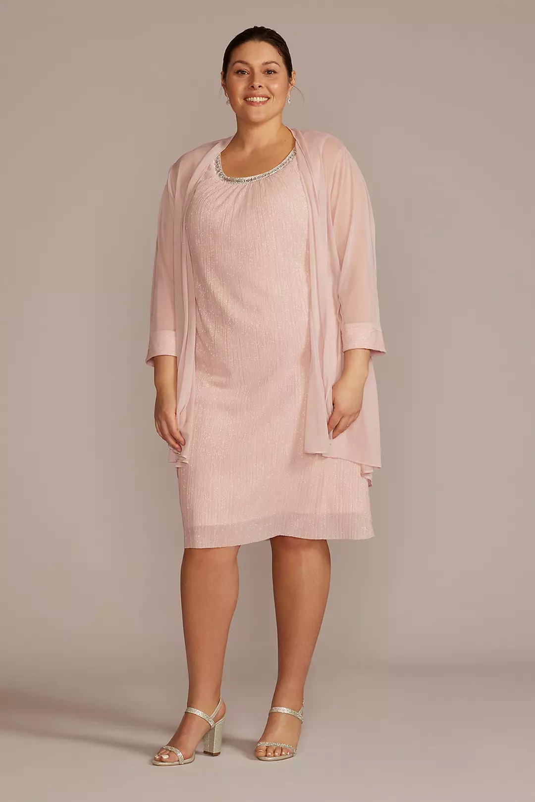 Embellished Scoop Neck Short Jacket Sheath Dress - Image 6