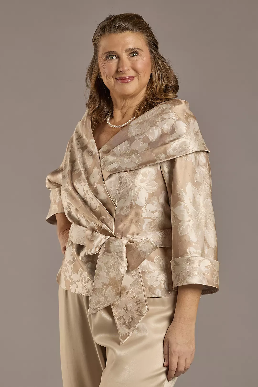 Floral Print Tie-Front Shawl Collar Jacket - Image 5