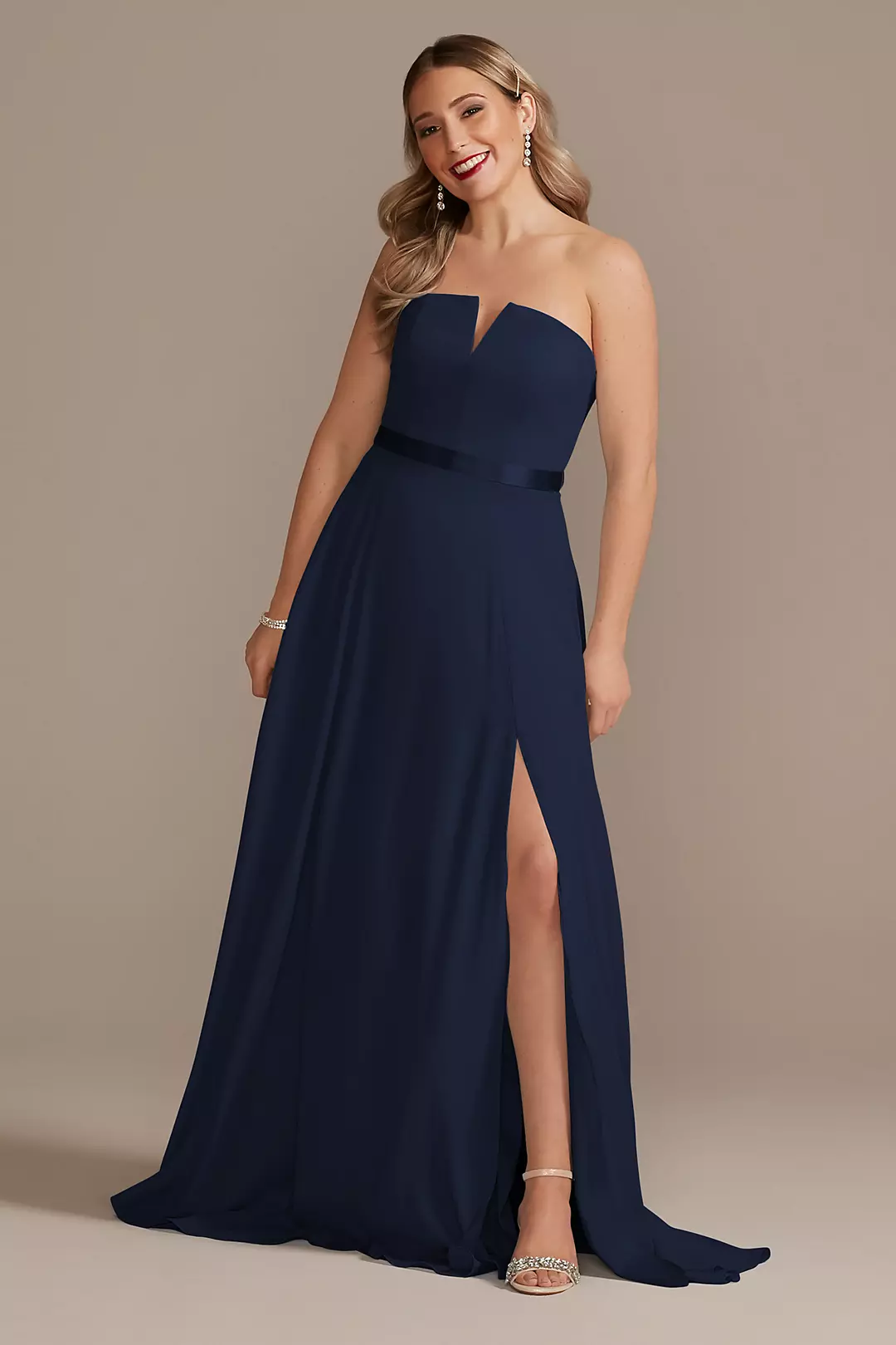 Georgette V-Wire Bridesmaid Dress with Corset Back - Image 14