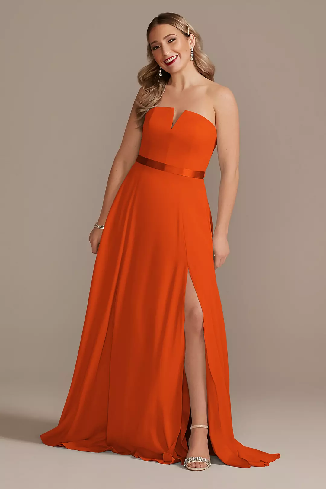 Georgette V-Wire Bridesmaid Dress with Corset Back - Image 21