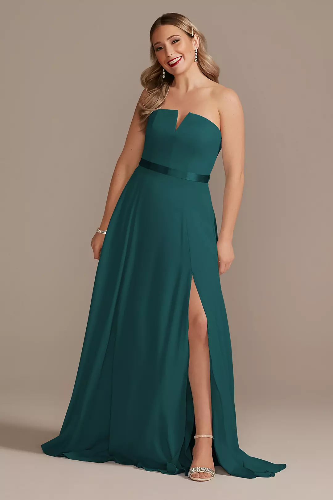 Georgette V-Wire Bridesmaid Dress with Corset Back - Image 23