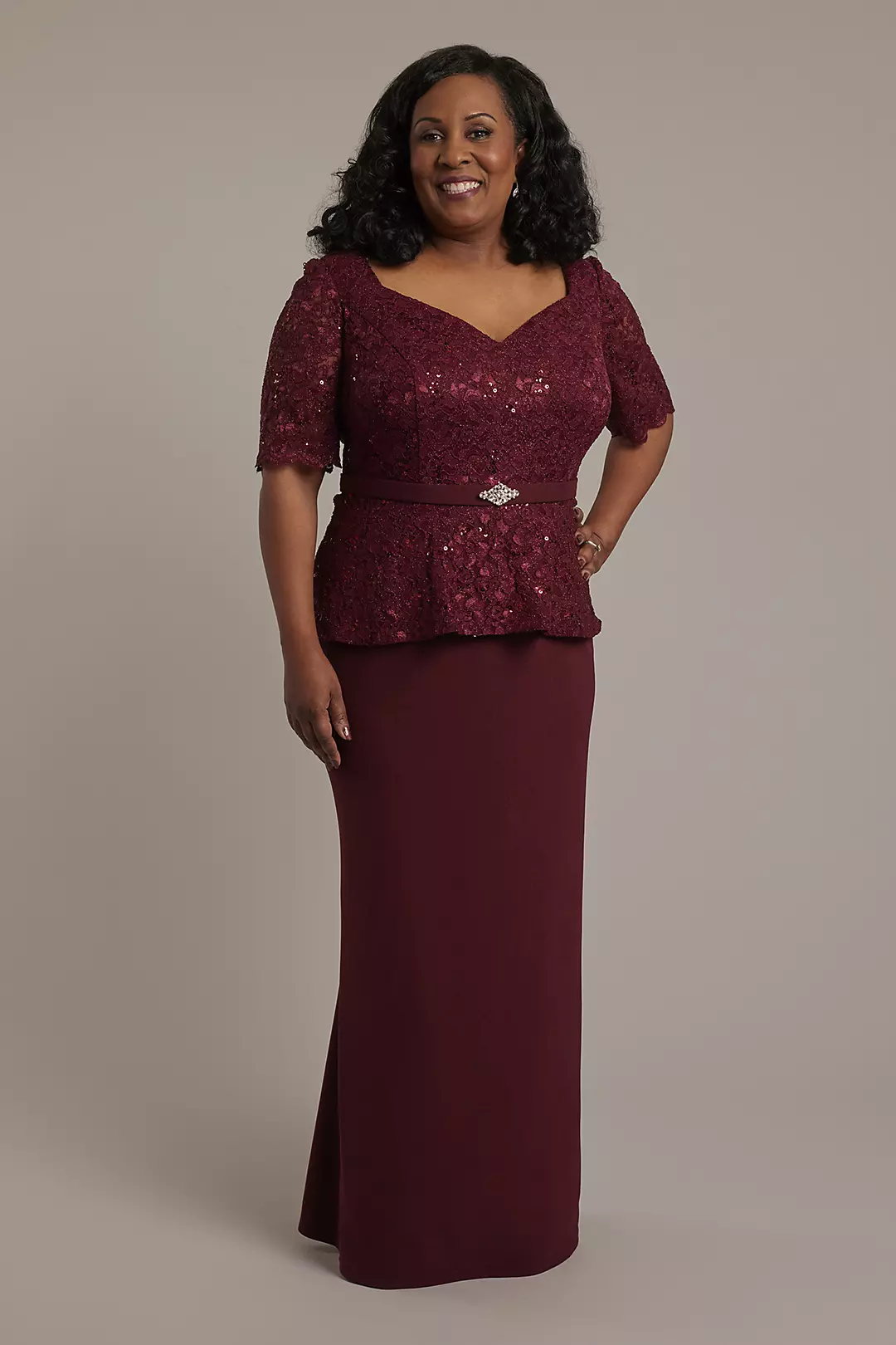 Glitter Lace Peplum Sheath Dress - Image 17