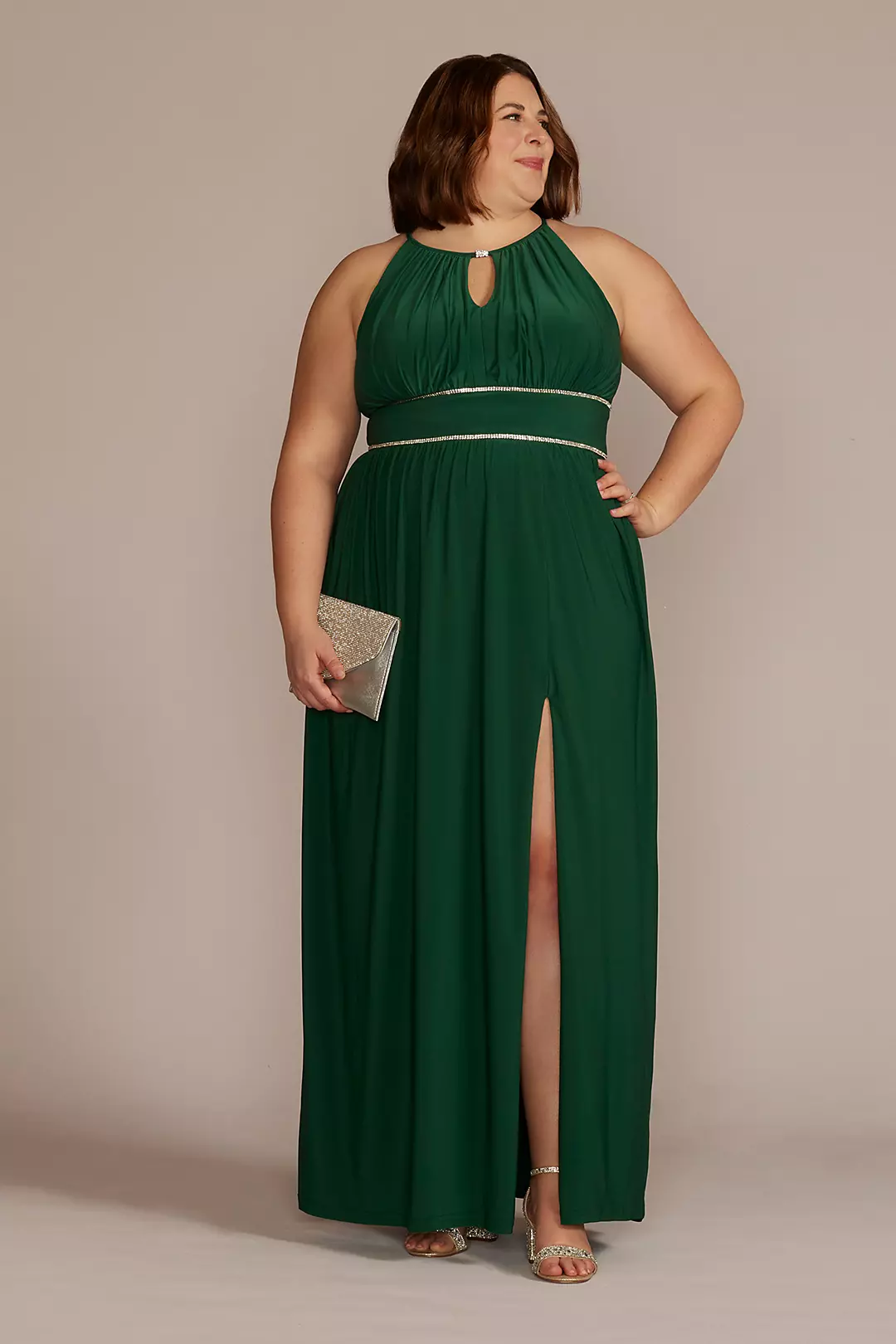 Halter Jersey Knit Gown with Rhinestone Waist - Image 7