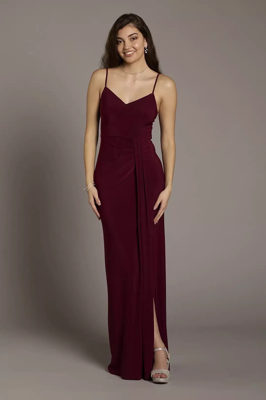 Jersey V-Neck Ruched Sheath Dress - Image 17