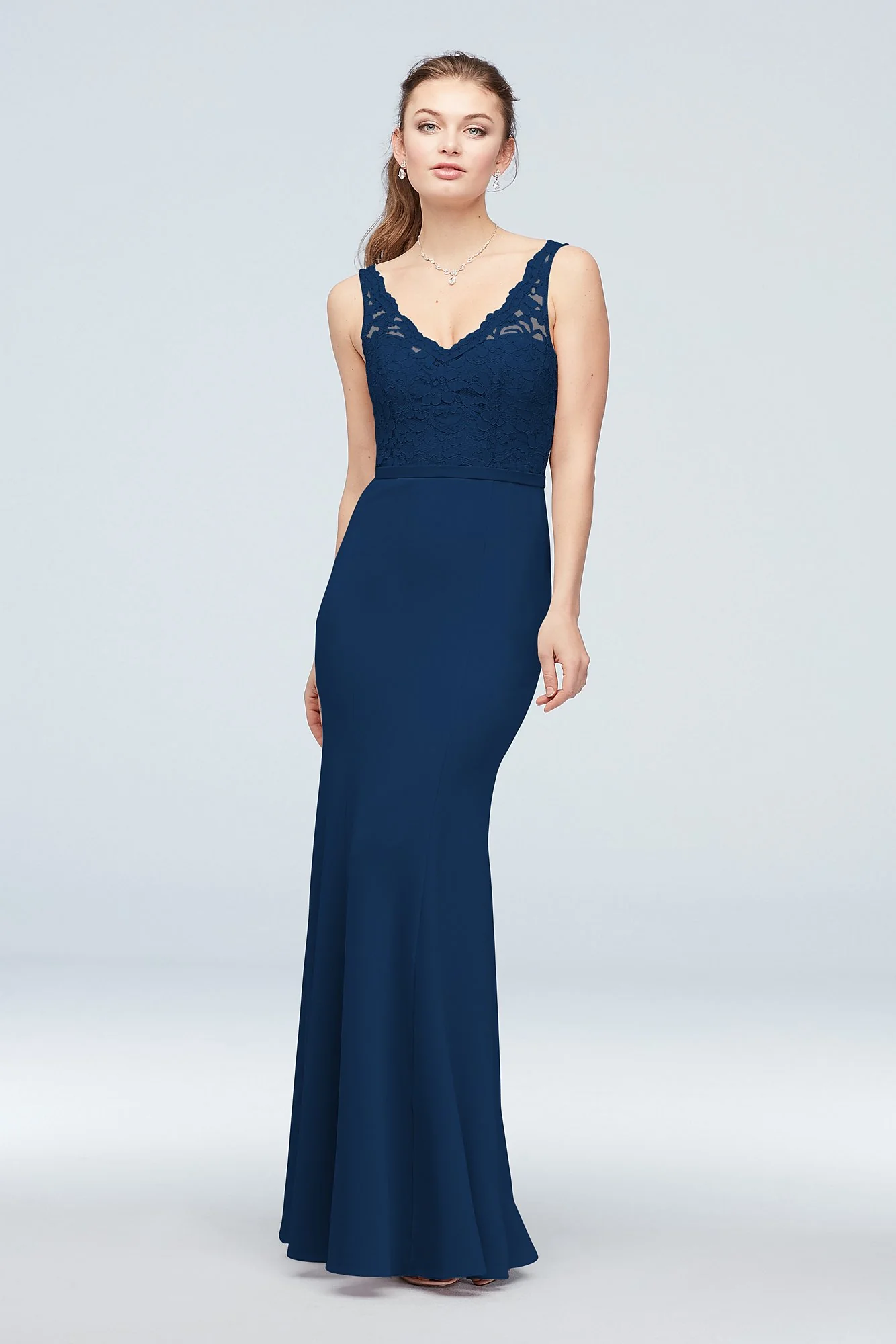 Lace and Stretch Crepe V-Neck Bridesmaid Dress - Image 13