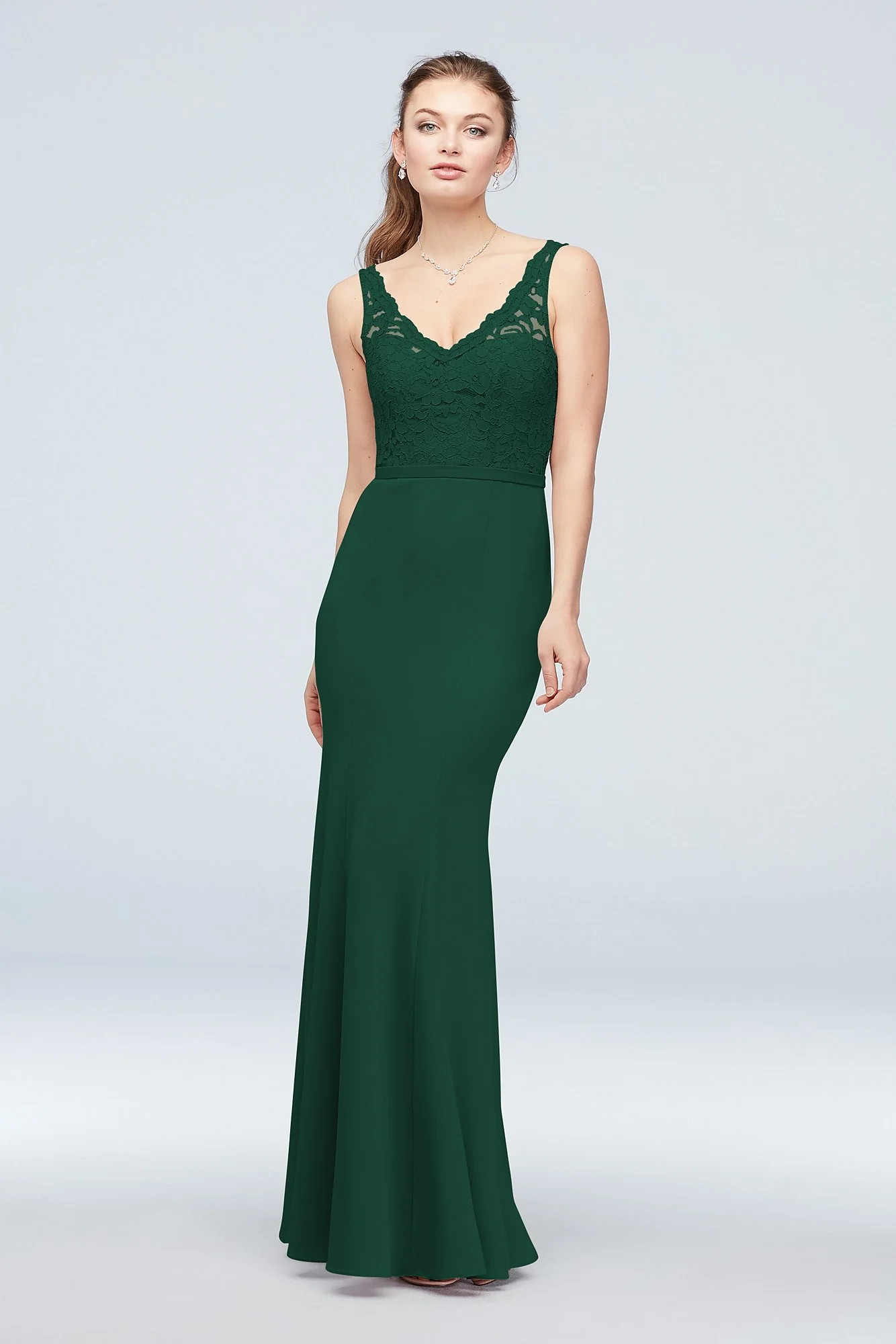 Lace and Stretch Crepe V-Neck Bridesmaid Dress - Image 15