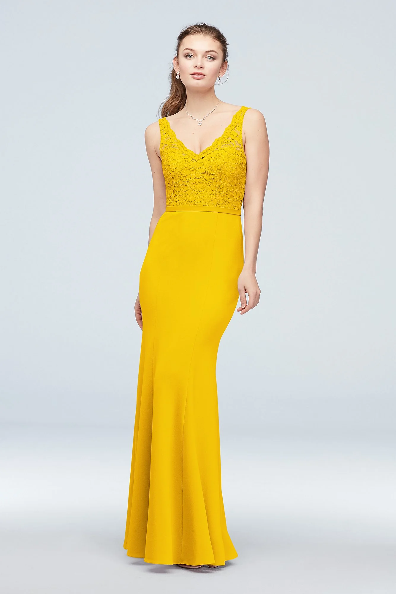 Lace and Stretch Crepe V-Neck Bridesmaid Dress - Image 20