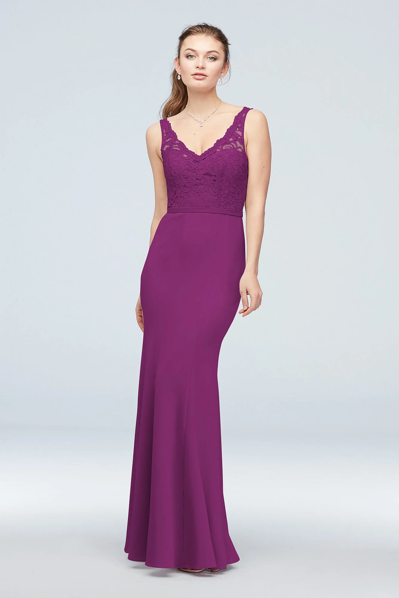 Lace and Stretch Crepe V-Neck Bridesmaid Dress - Image 22
