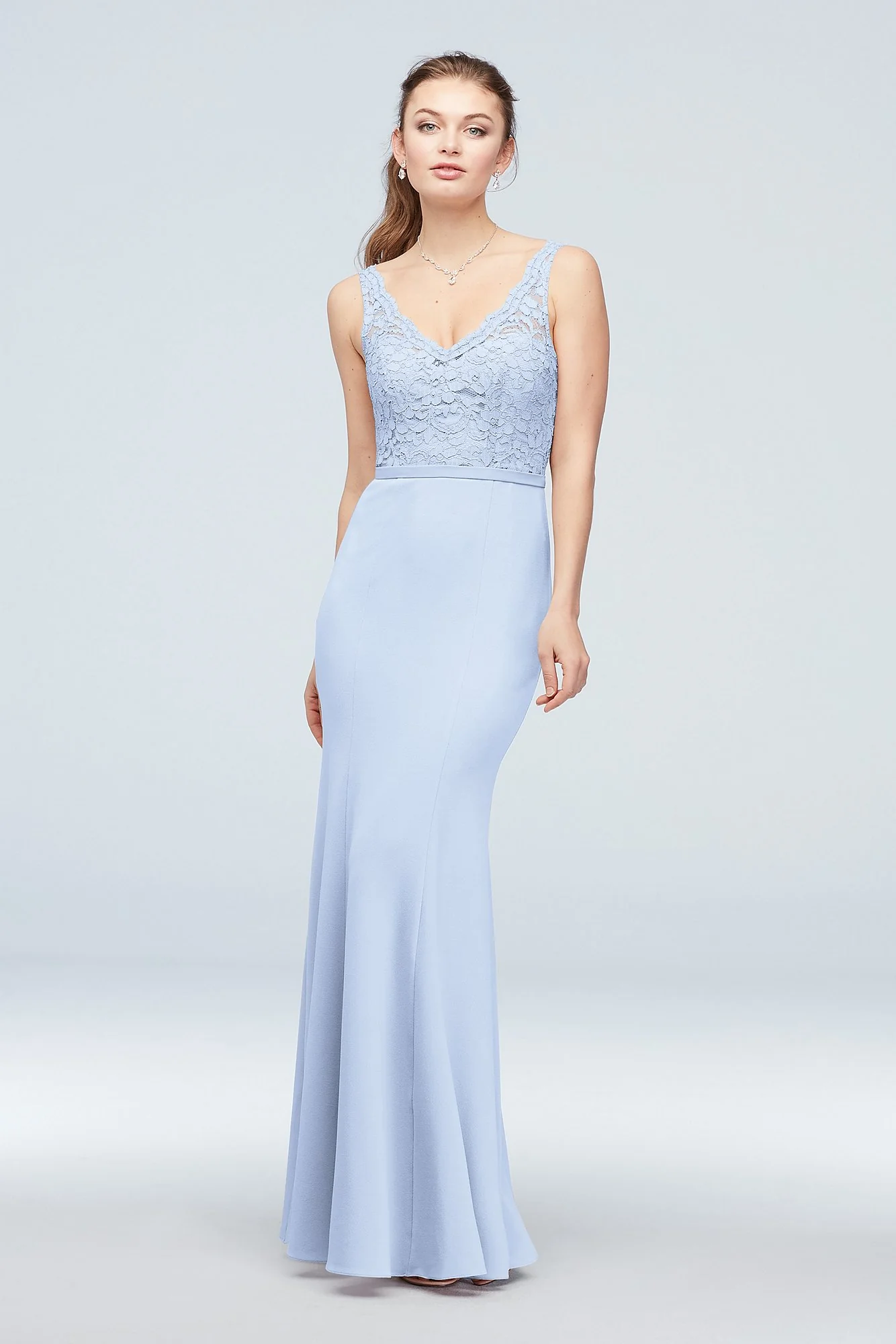 Lace and Stretch Crepe V-Neck Bridesmaid Dress - Image 24