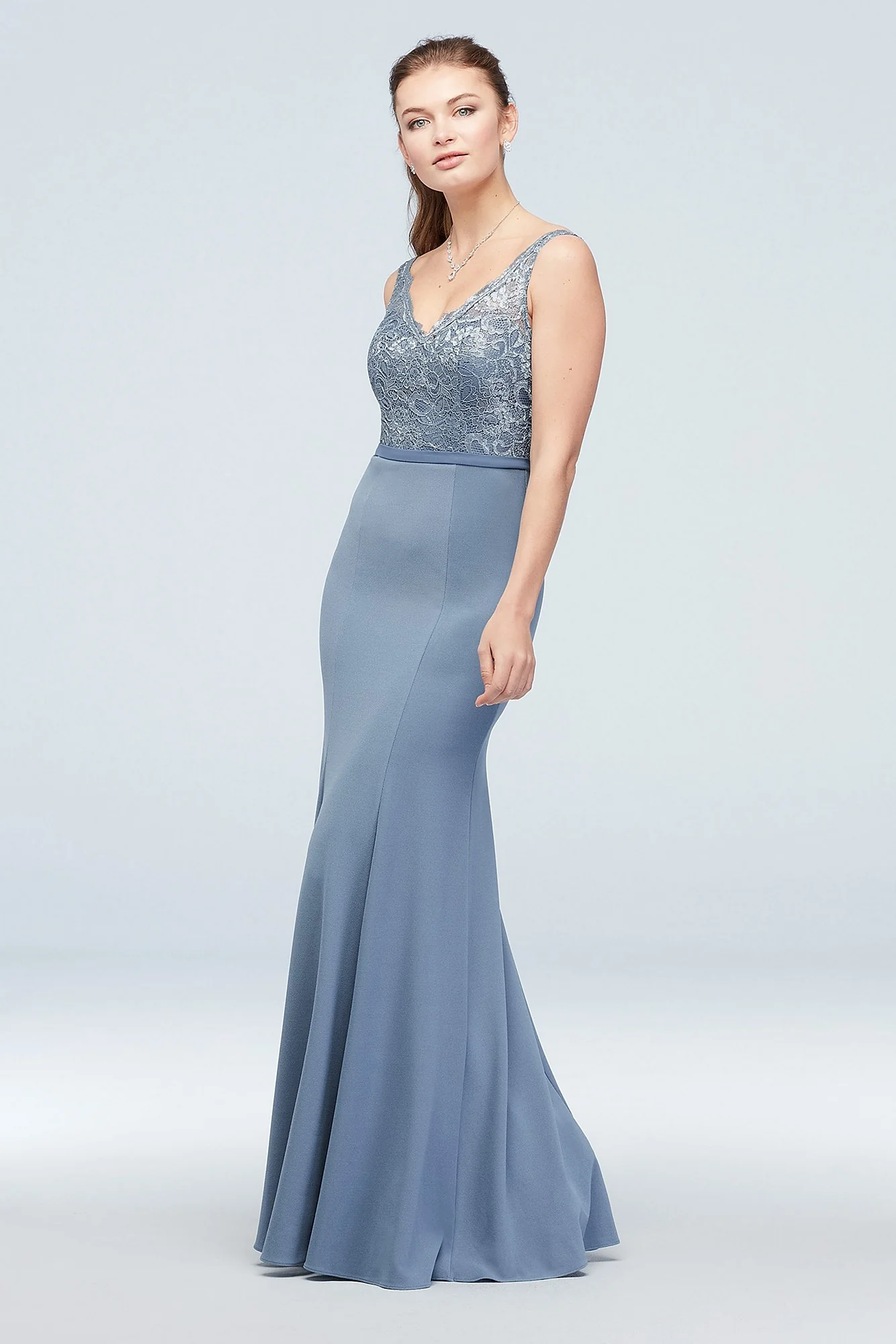Lace and Stretch Crepe V-Neck Bridesmaid Dress - Image 33