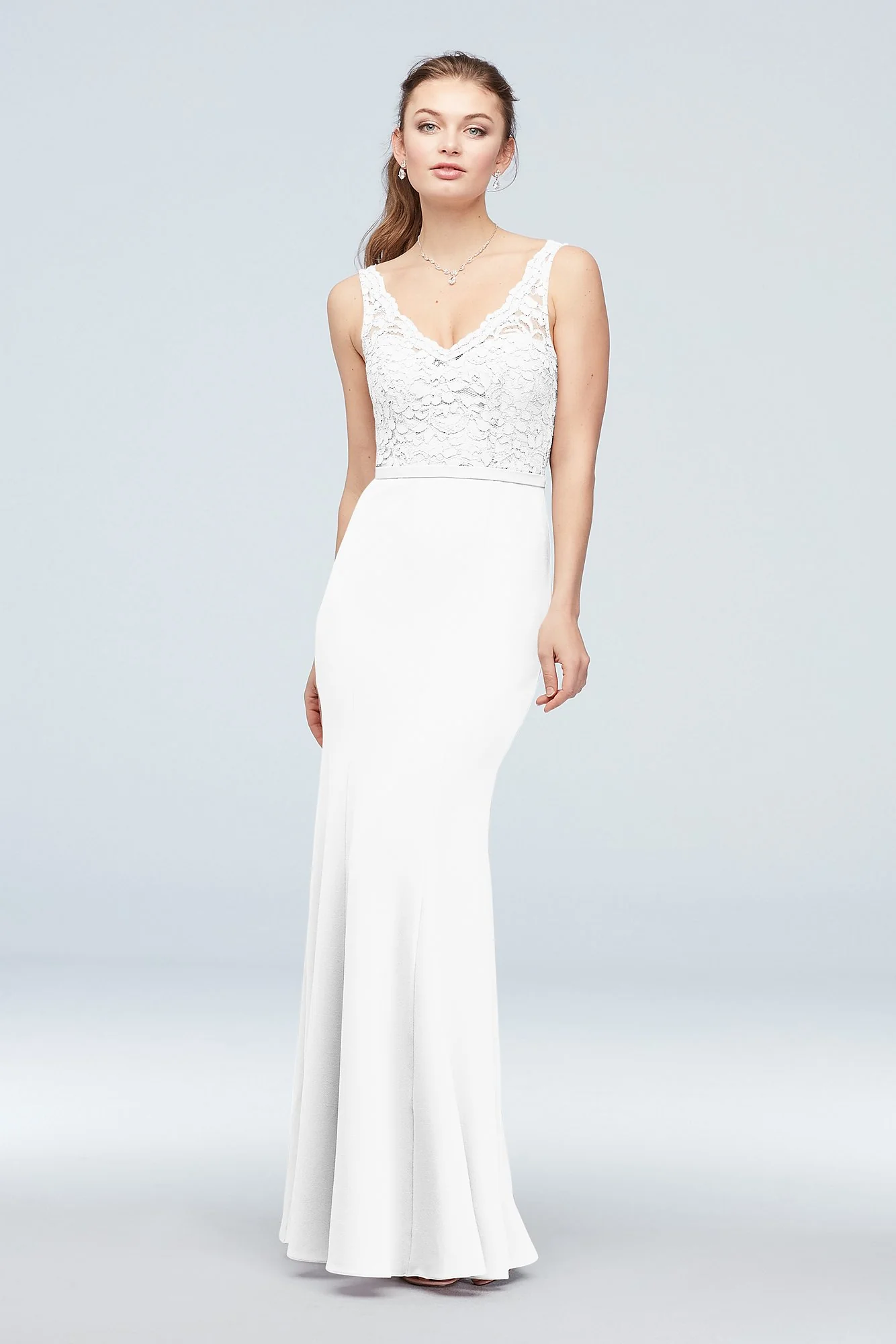Lace and Stretch Crepe V-Neck Bridesmaid Dress - Image 35