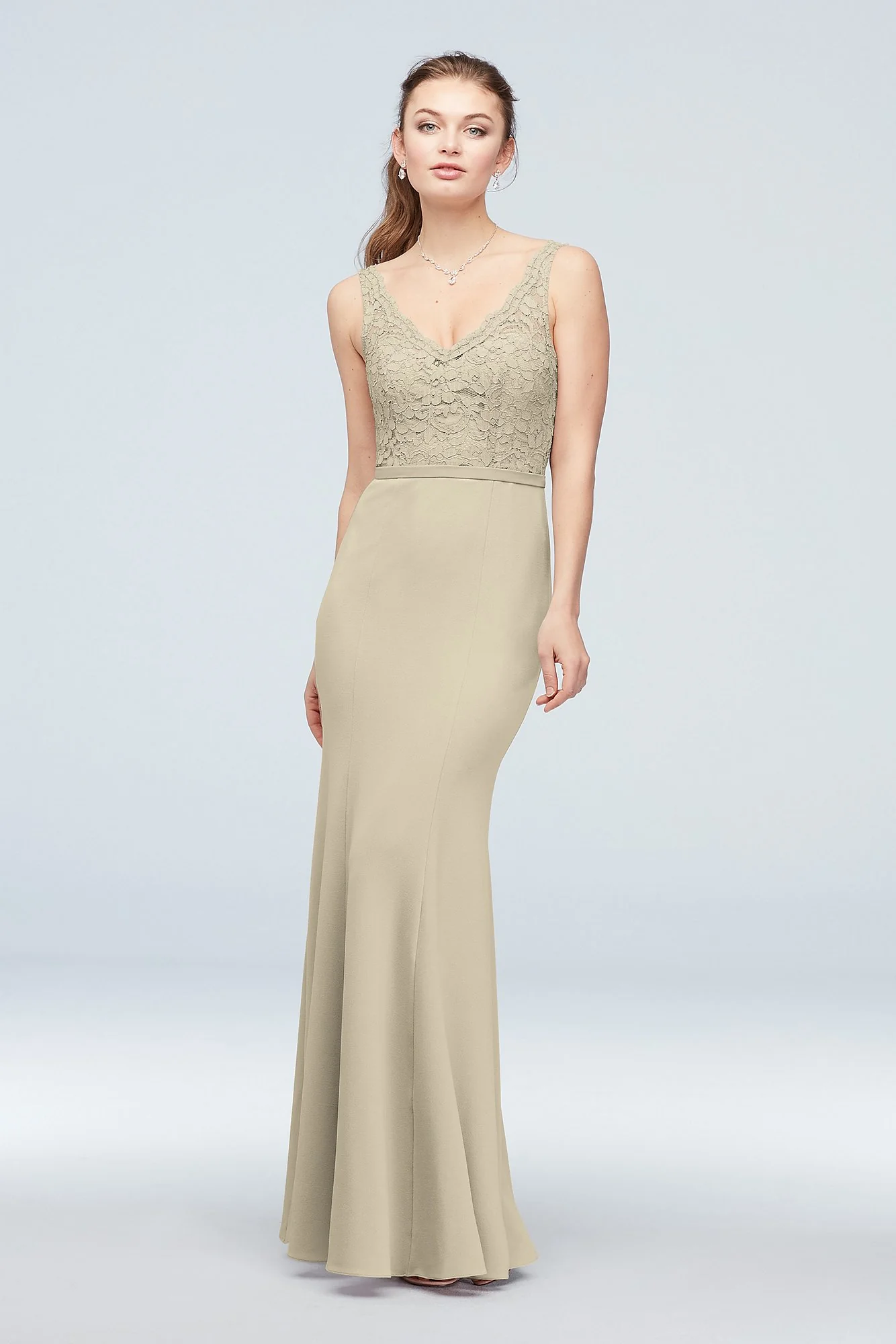 Lace and Stretch Crepe V-Neck Bridesmaid Dress - Image 37