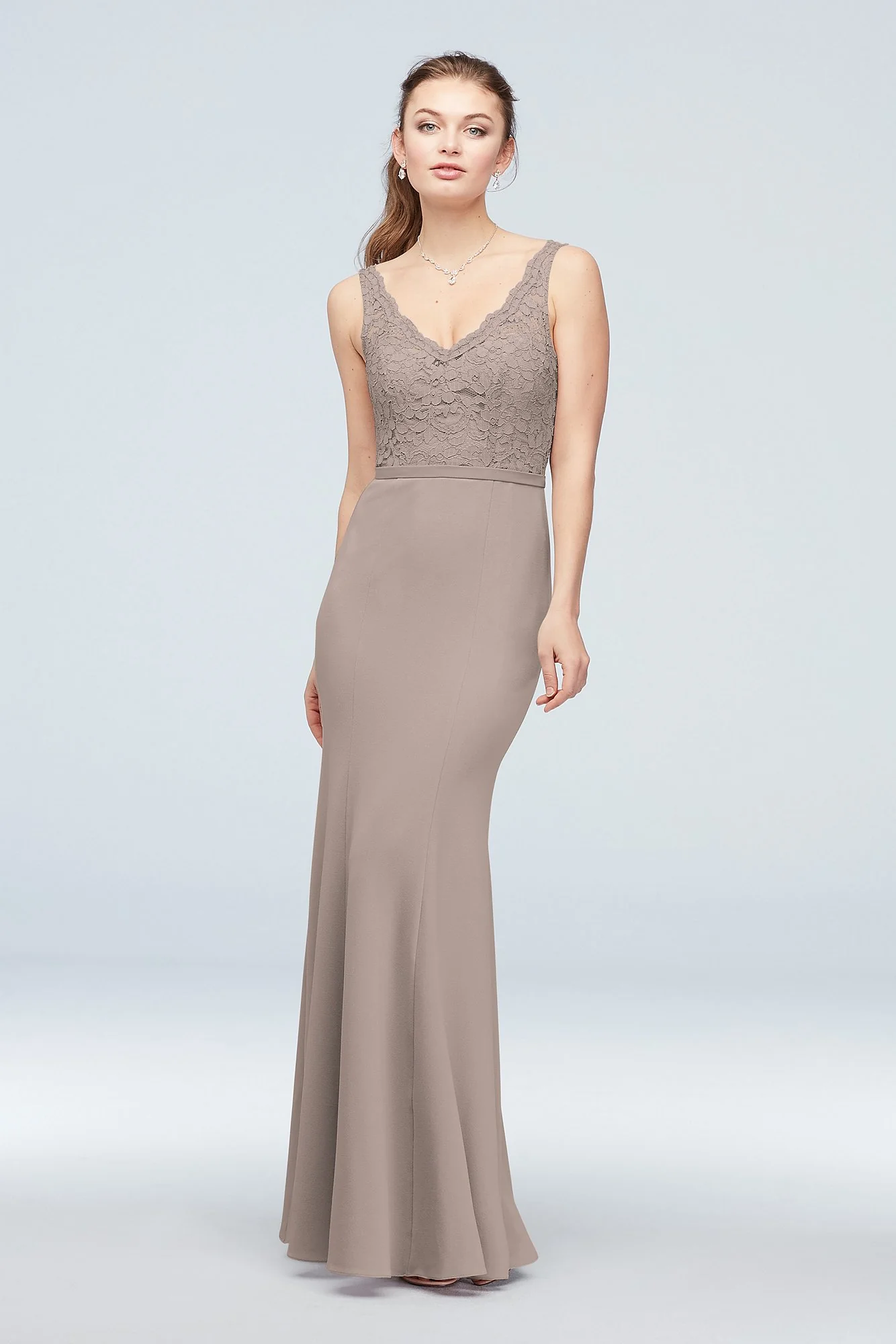 Lace and Stretch Crepe V-Neck Bridesmaid Dress - Image 6