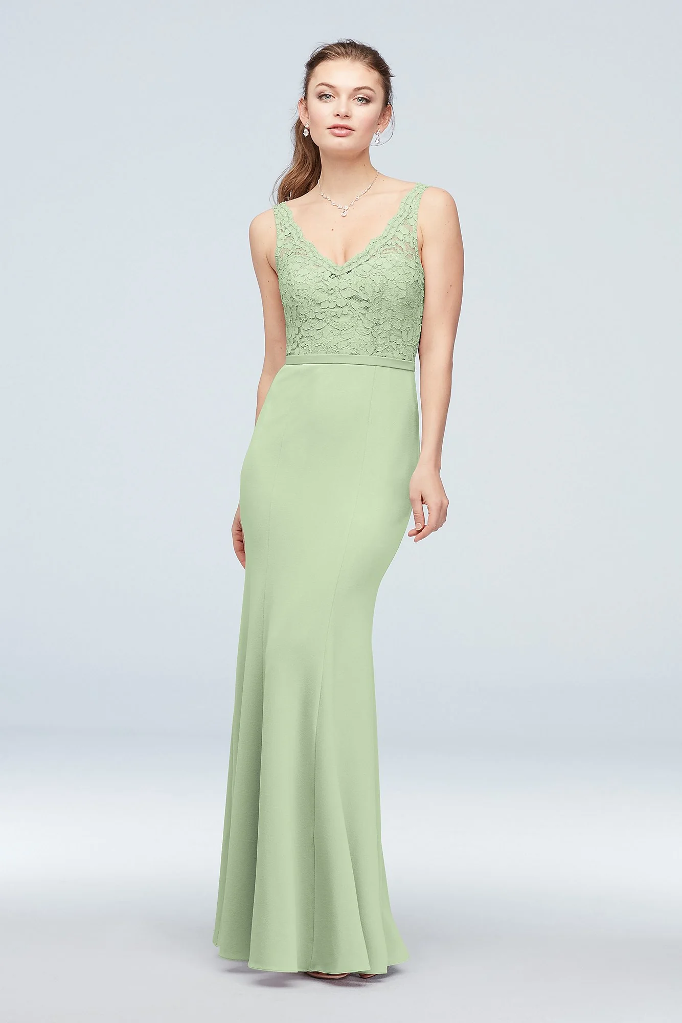 Lace and Stretch Crepe V-Neck Bridesmaid Dress - Image 74