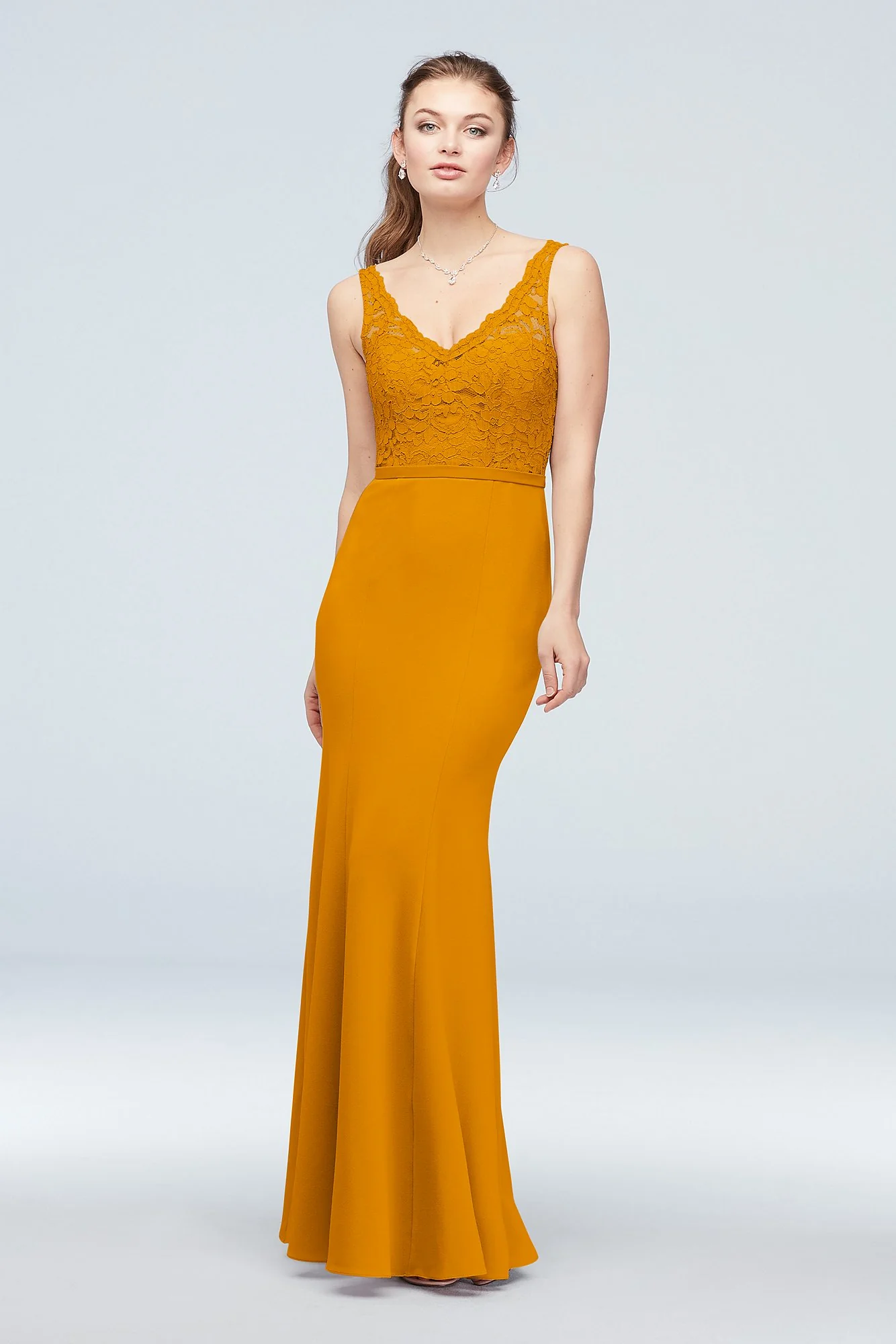 Lace and Stretch Crepe V-Neck Bridesmaid Dress - Image 77