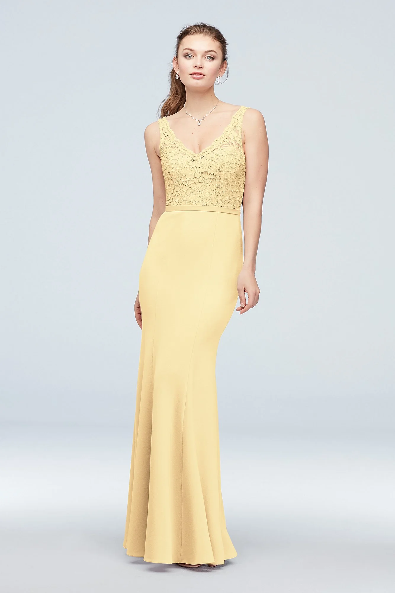 Lace and Stretch Crepe V-Neck Bridesmaid Dress - Image 8