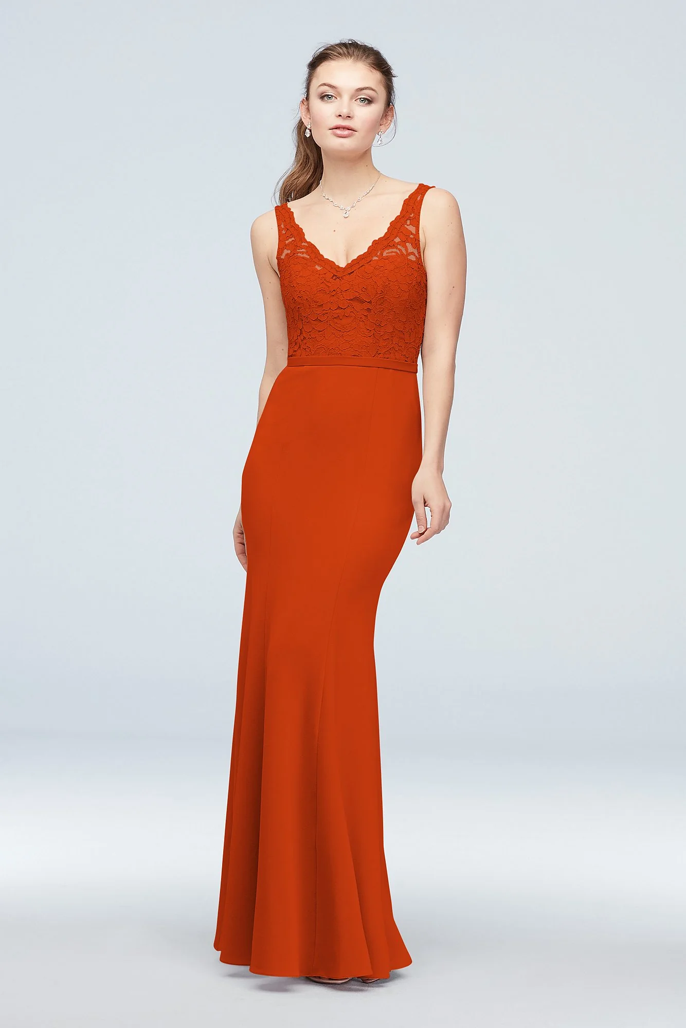 Lace and Stretch Crepe V-Neck Bridesmaid Dress - Image 82