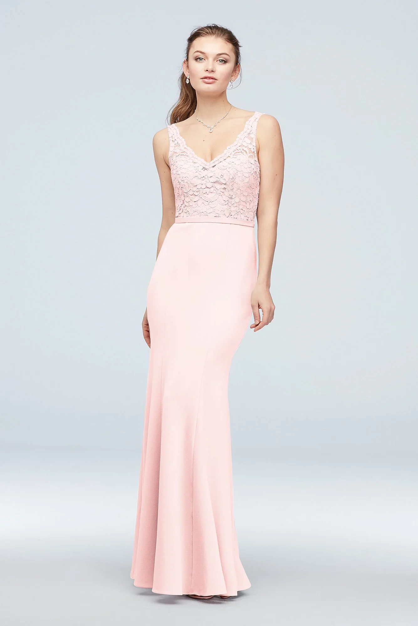 Lace and Stretch Crepe V-Neck Bridesmaid Dress - Image 83