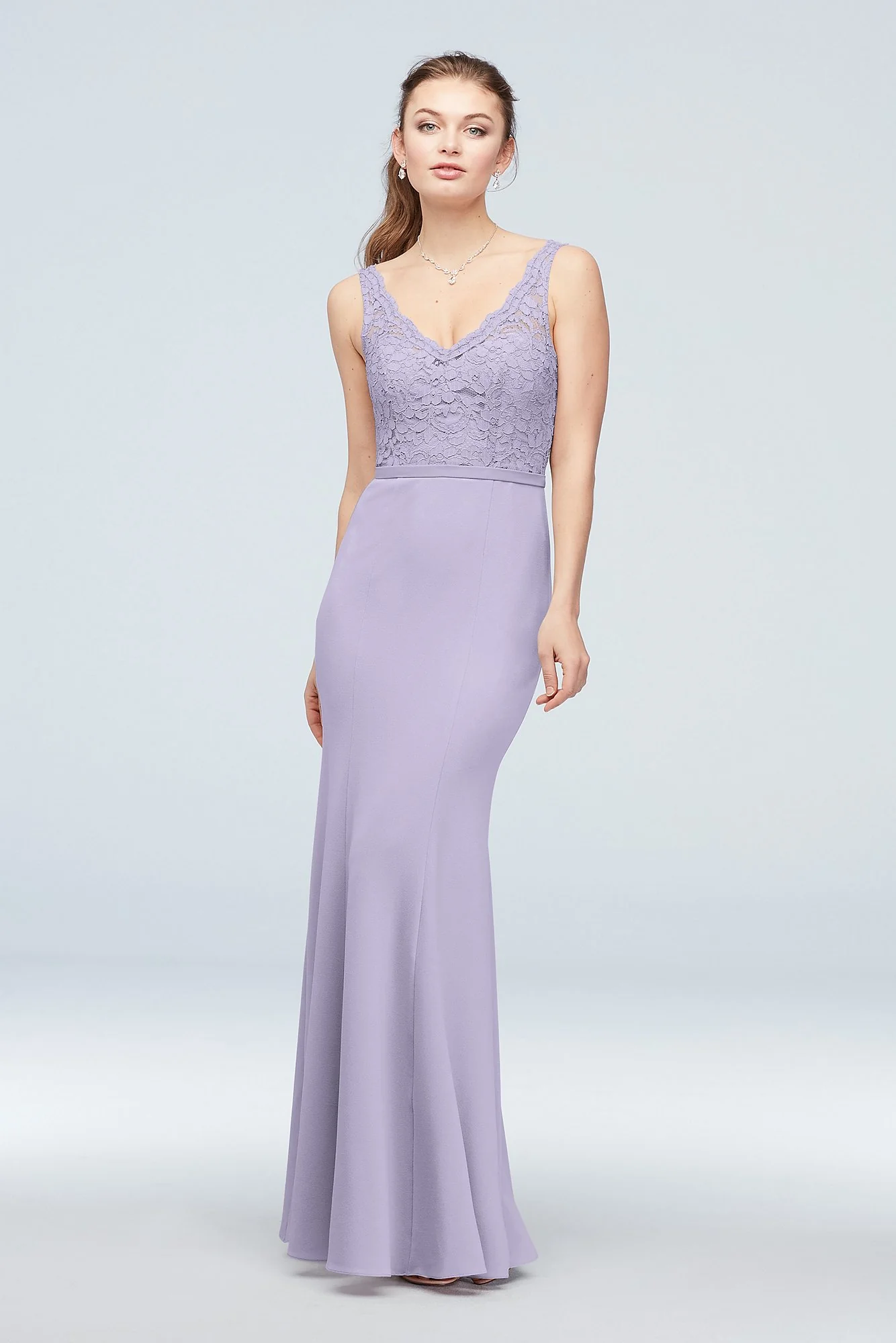 Lace and Stretch Crepe V-Neck Bridesmaid Dress - Image 87