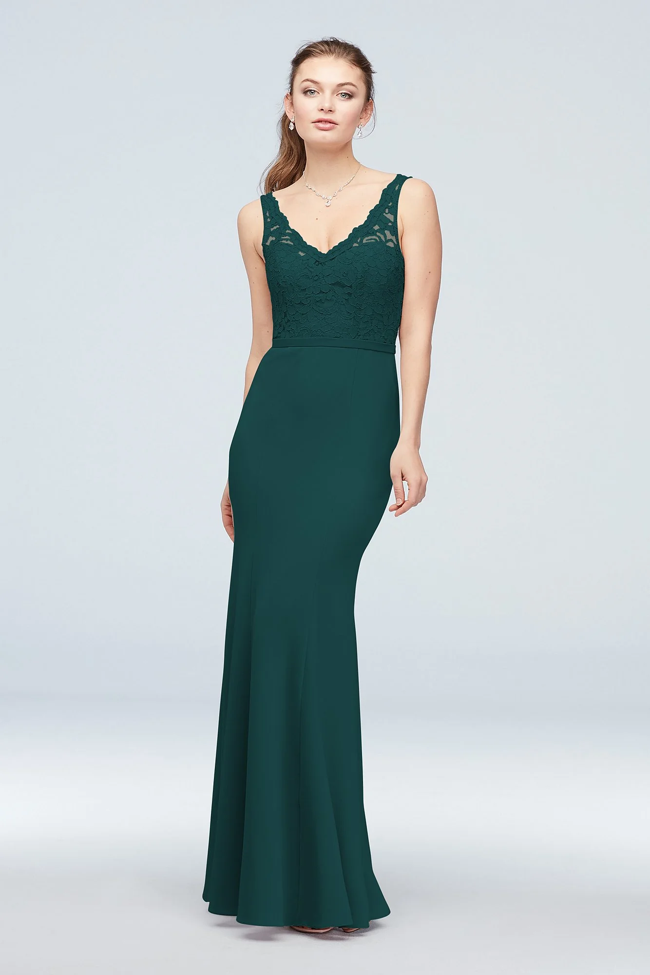 Lace and Stretch Crepe V-Neck Bridesmaid Dress - Image 91