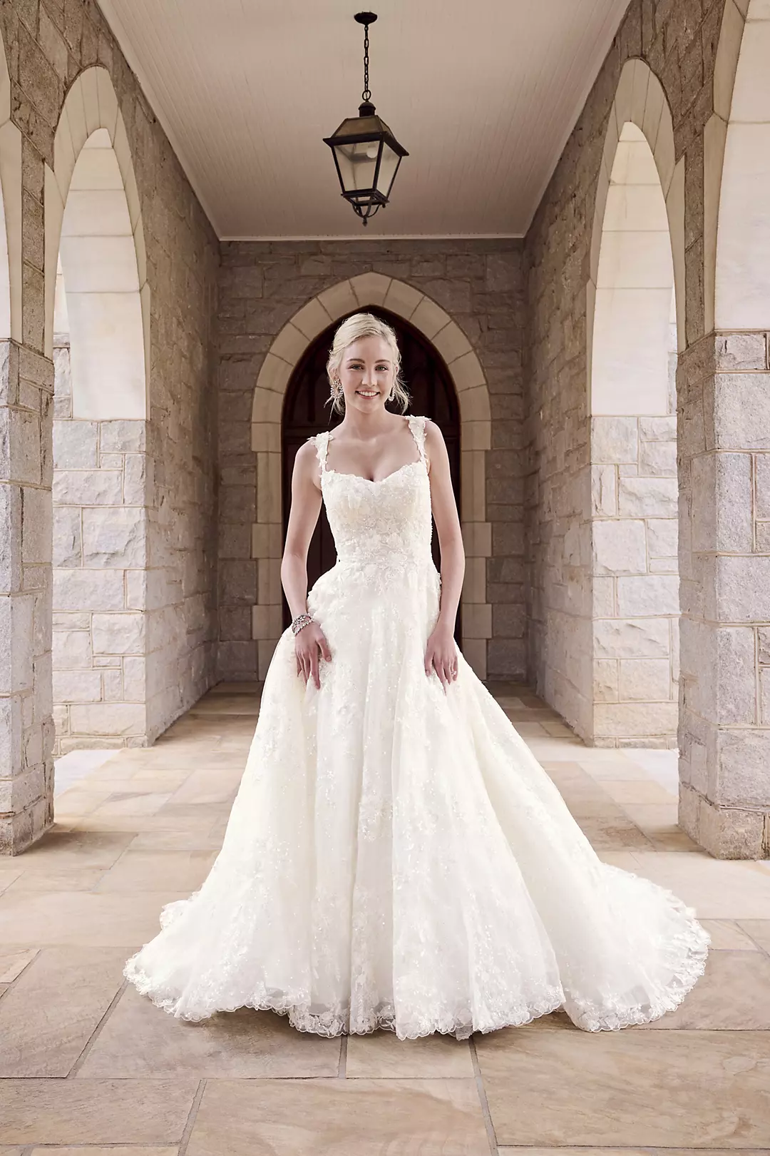 Lace Applique Tank Ball Gown Wedding Dress - Image 5